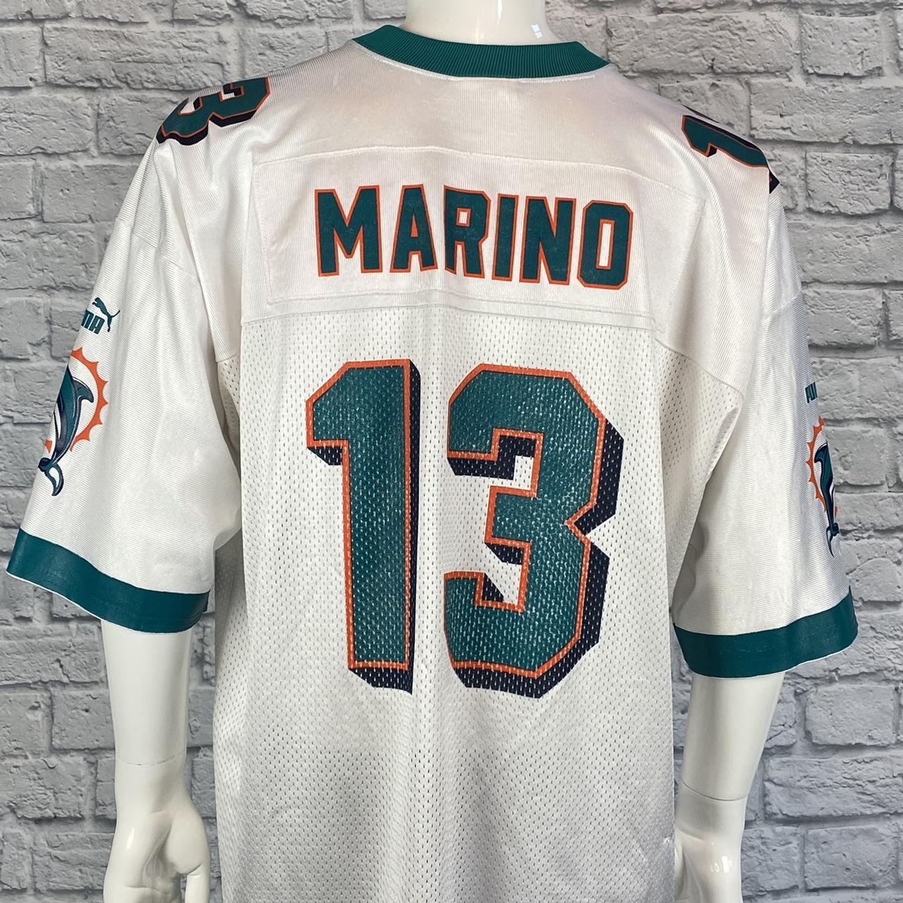 Vintage 90s Dan Marino #13 Miami Dolphins Graphic V - Depop