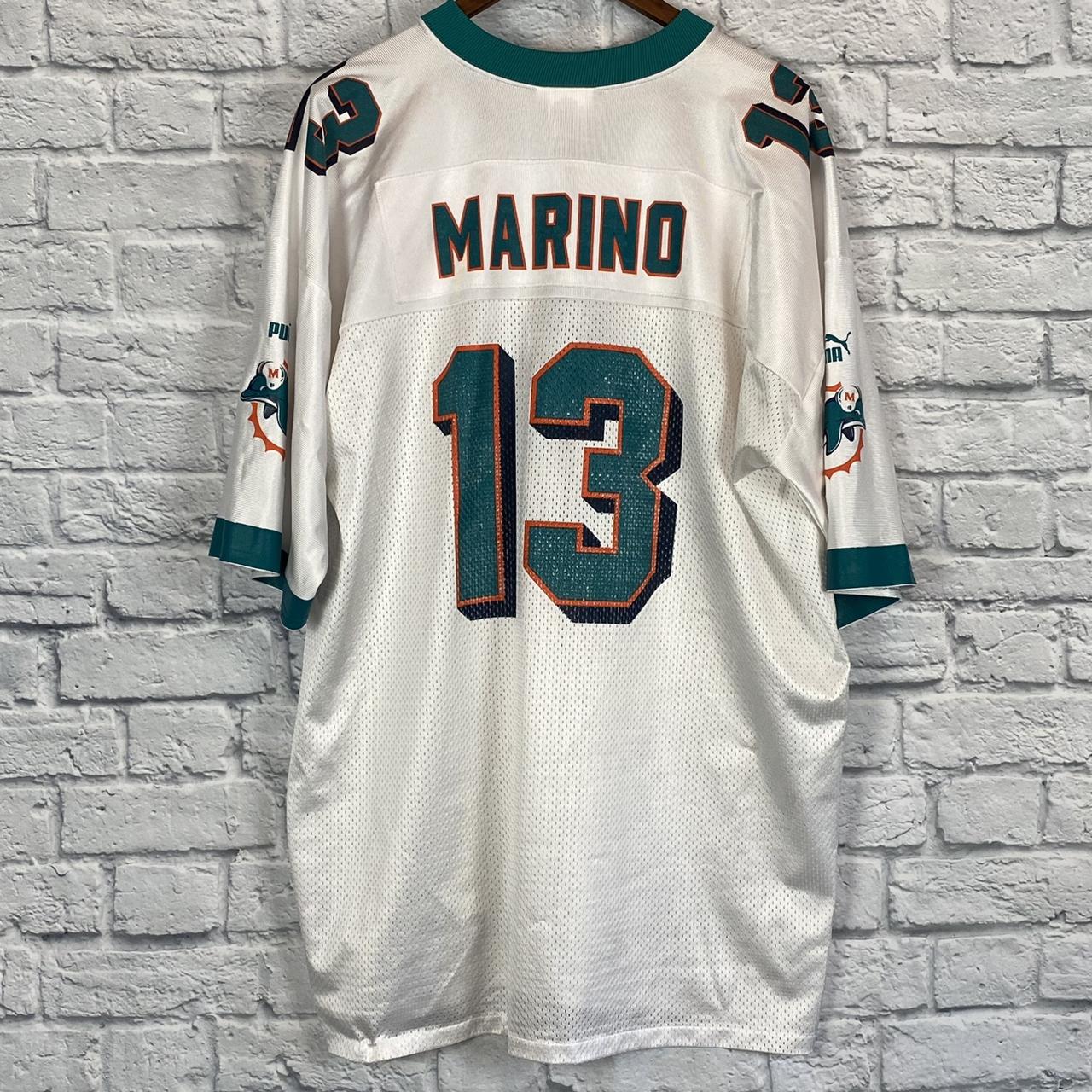 Vintage 90s Dan Marino #13 Miami Dolphins Graphic V - Depop