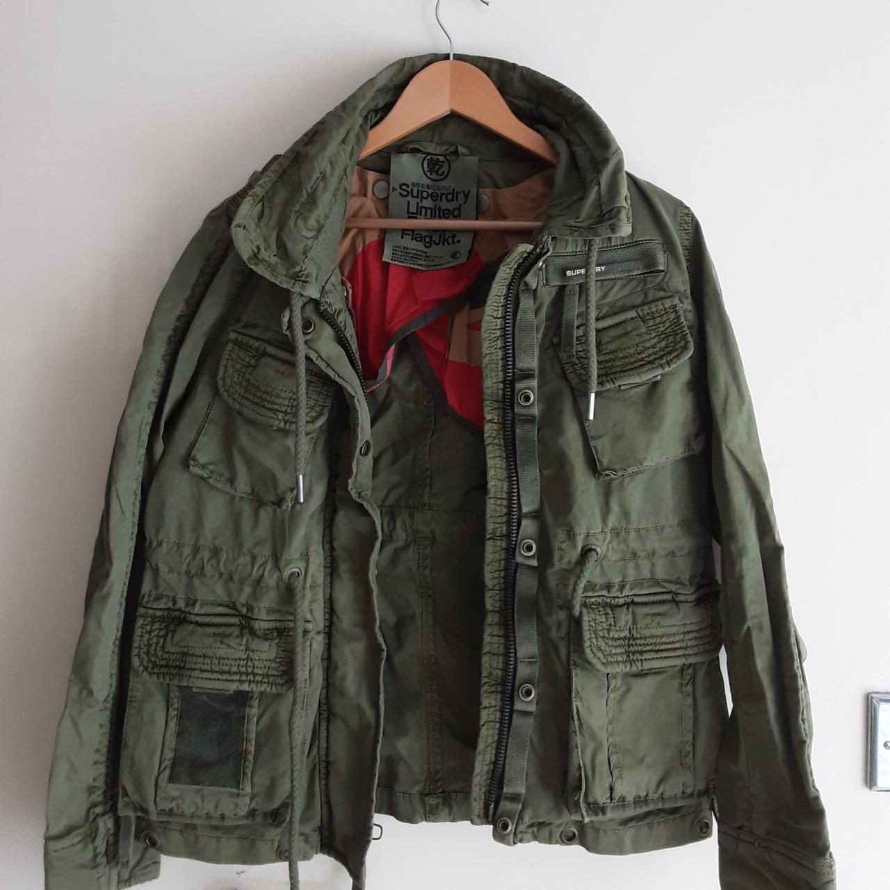Limited edition superdry flag jacket, green Depop
