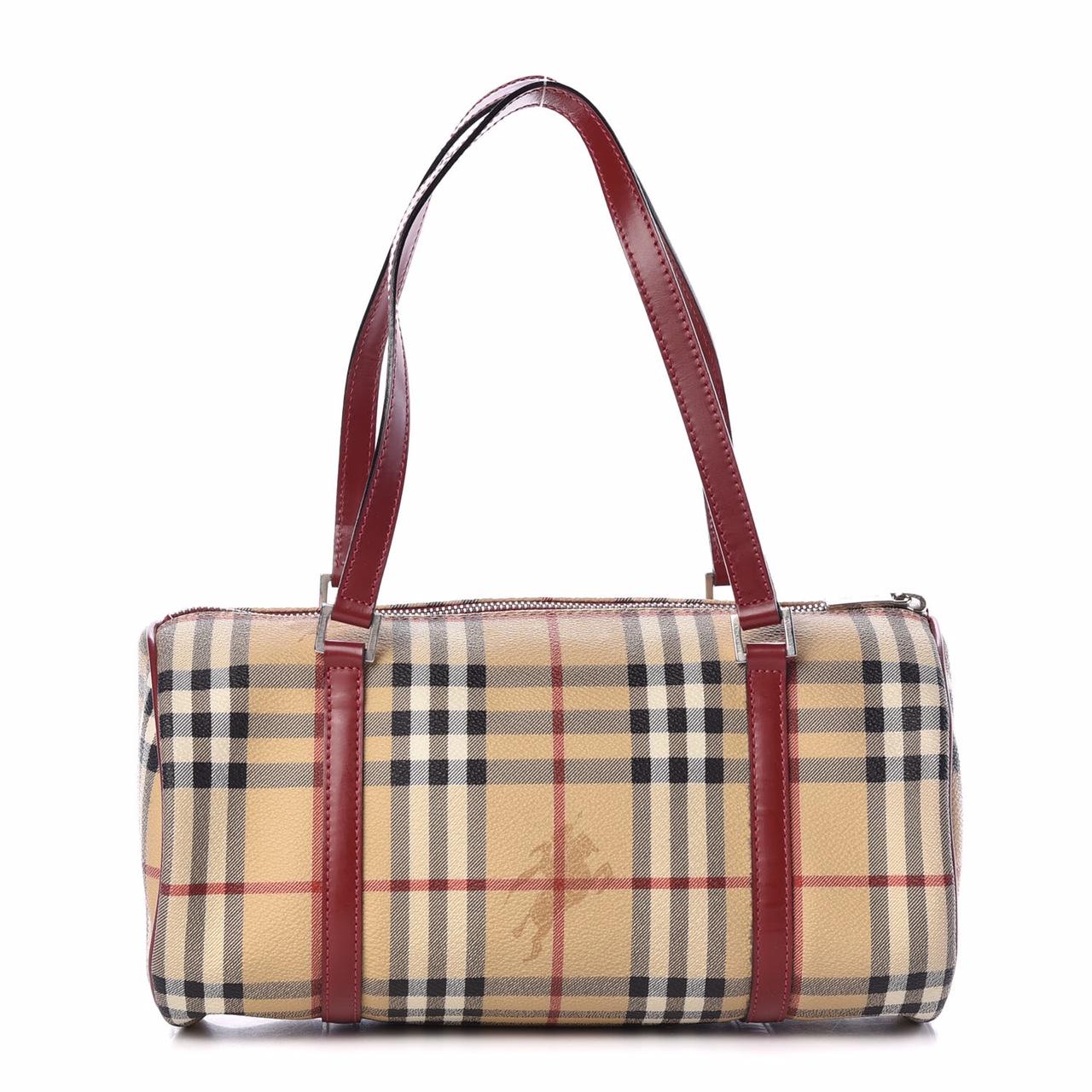 BURBERRY HAYMARKET CHECK PAPILLON BARREL BAG