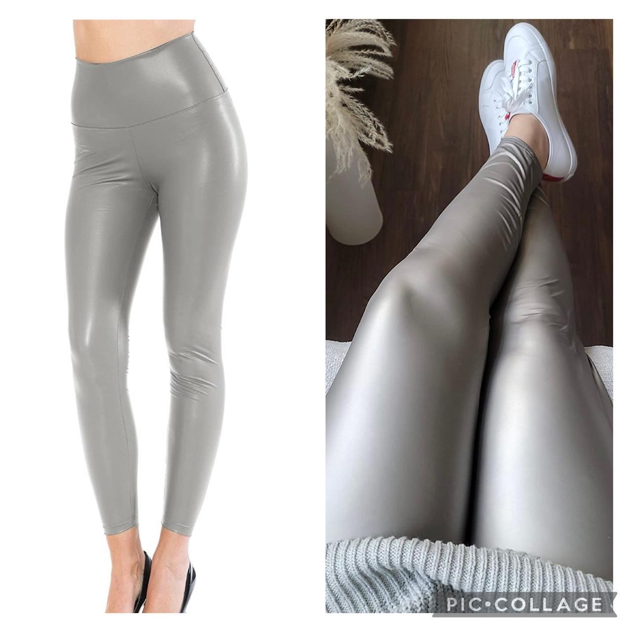 Women's Faux Leather Pants, High Waisted Leggings - Depop
