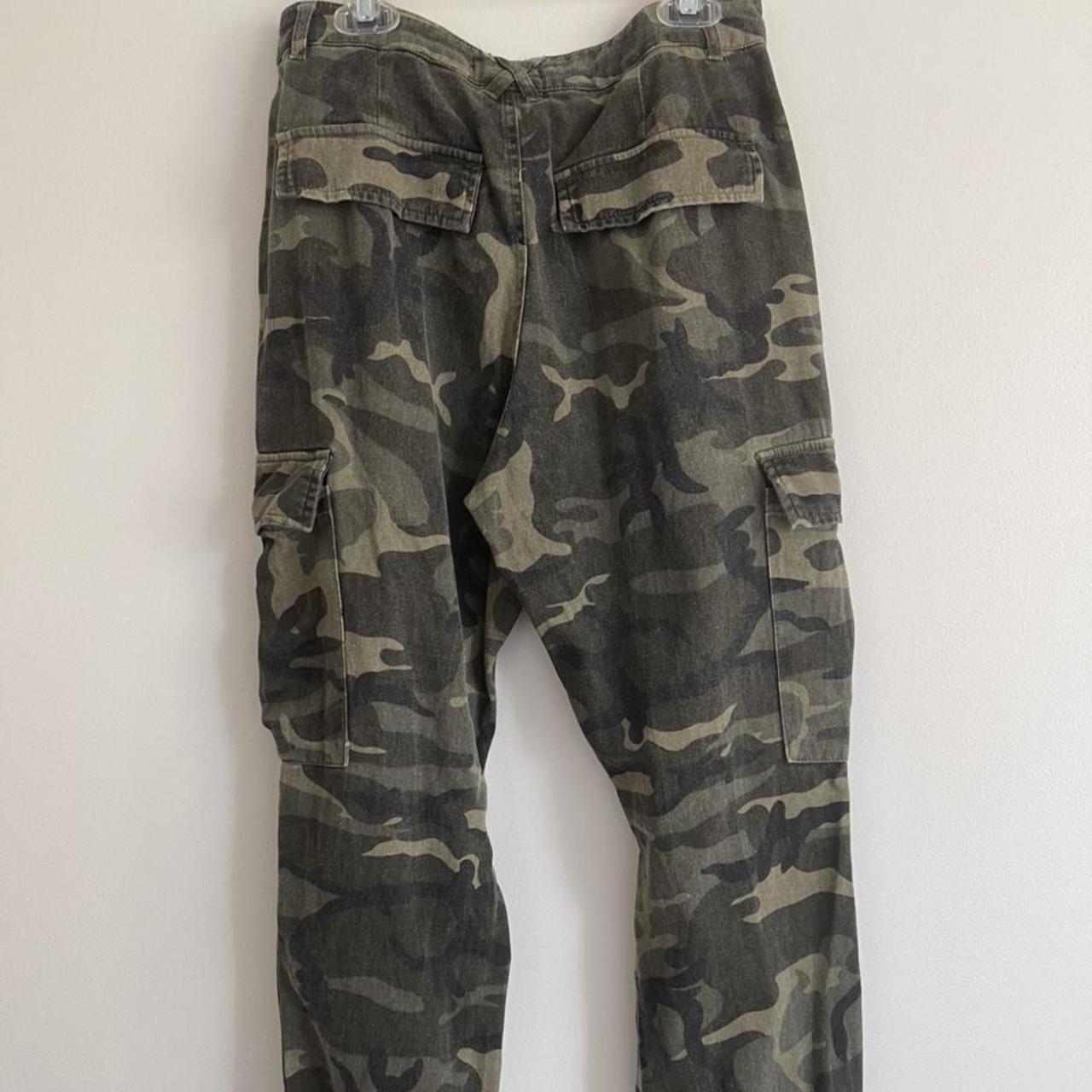 High-rise, jogger fit with cargo pockets and camo... - Depop