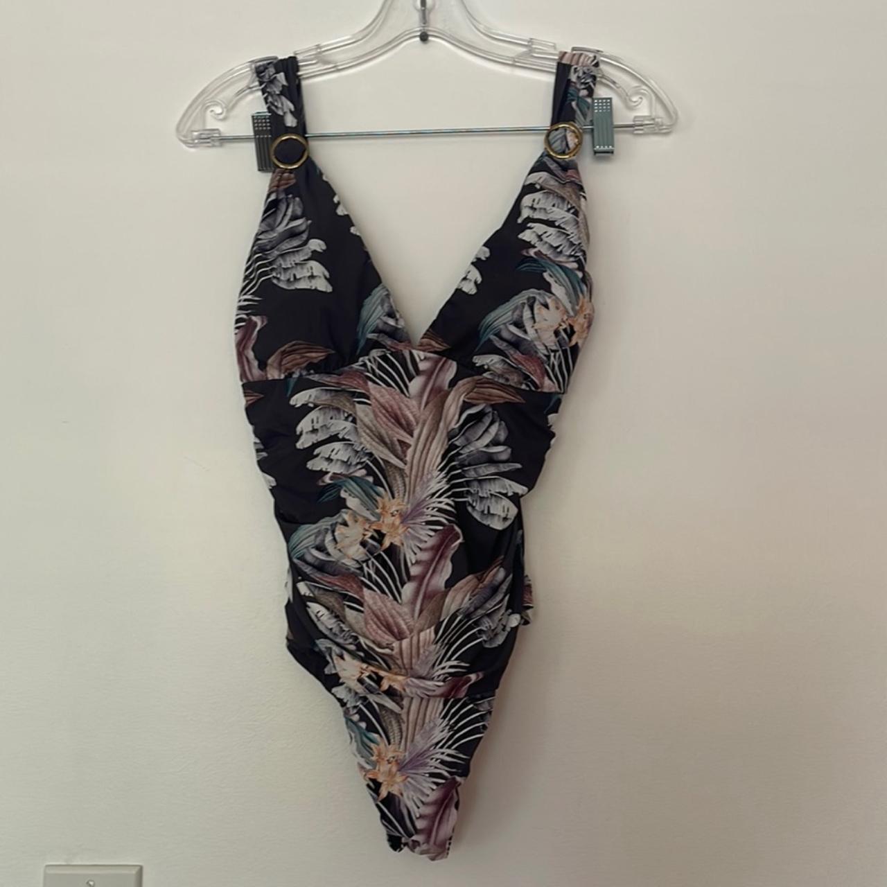Bcbgmaxazria one piece swimsuit Tropical graphite... - Depop