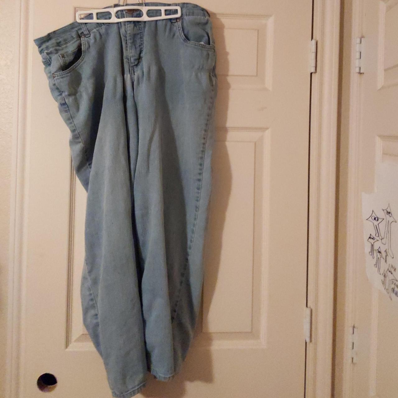 Preloved light wash jeans. Slight wear from chafing... - Depop
