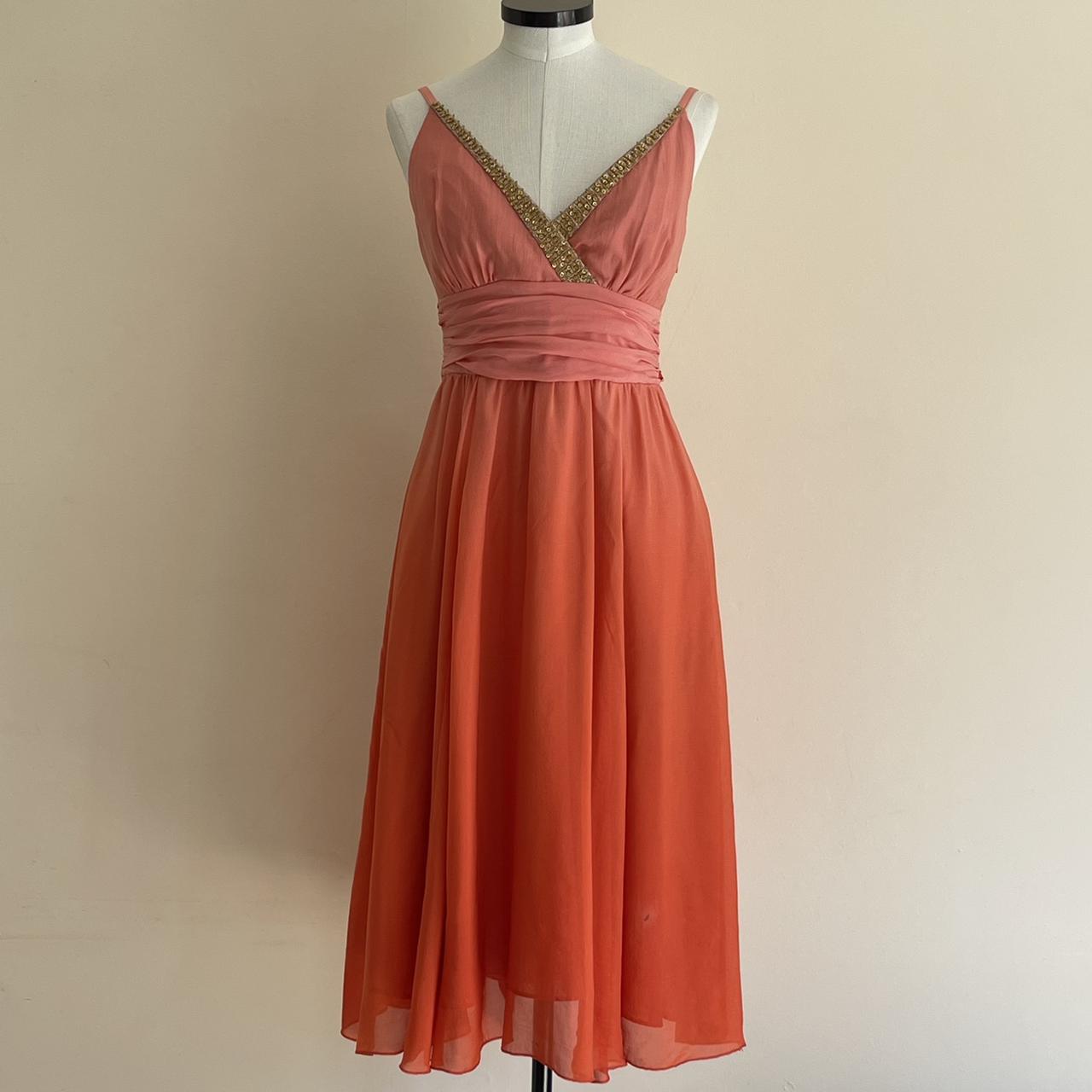 KOOKAI DRESS PINK & ORANGE SILK OMBRÉ WITH SEQUINS &... Depop