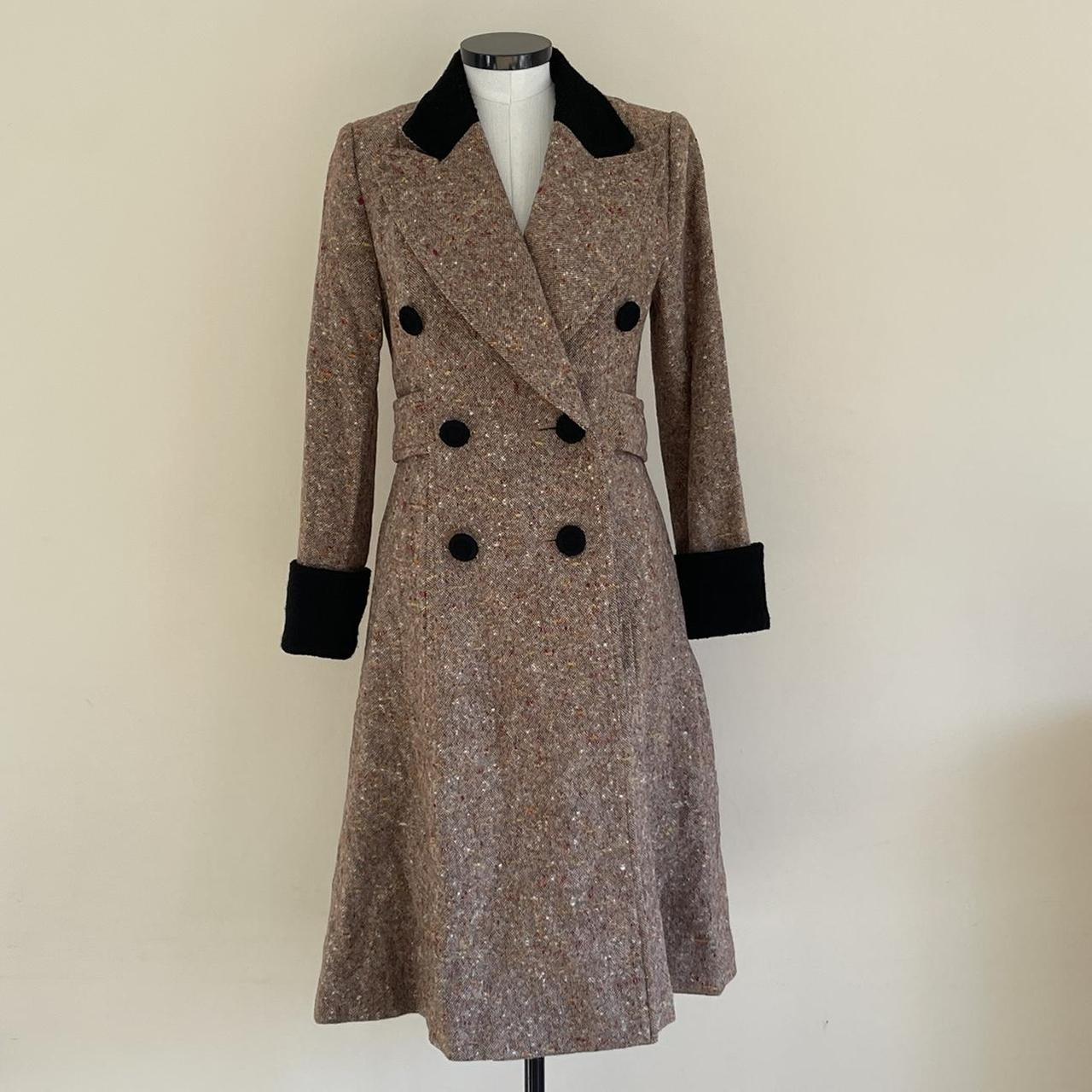 VINTAGE 80s COAT TWEED WITH BLACK BUTTONS VINGTANS... - Depop