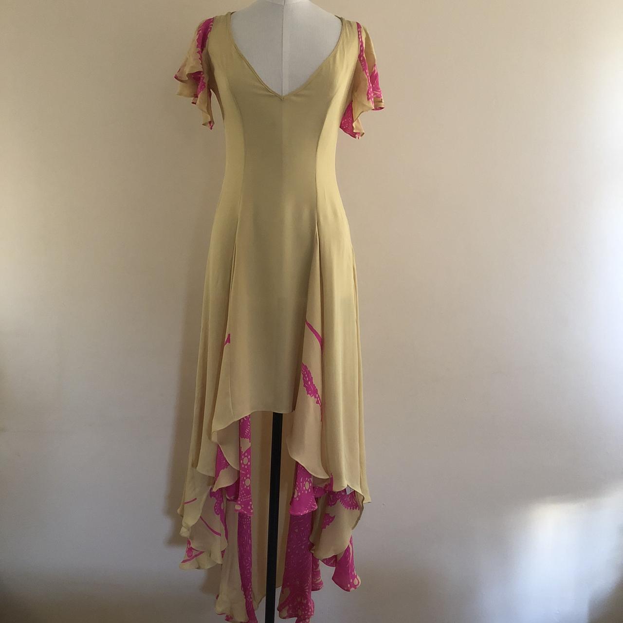 Matthew Williamson Women's Yellow and Pink Dress Depop
