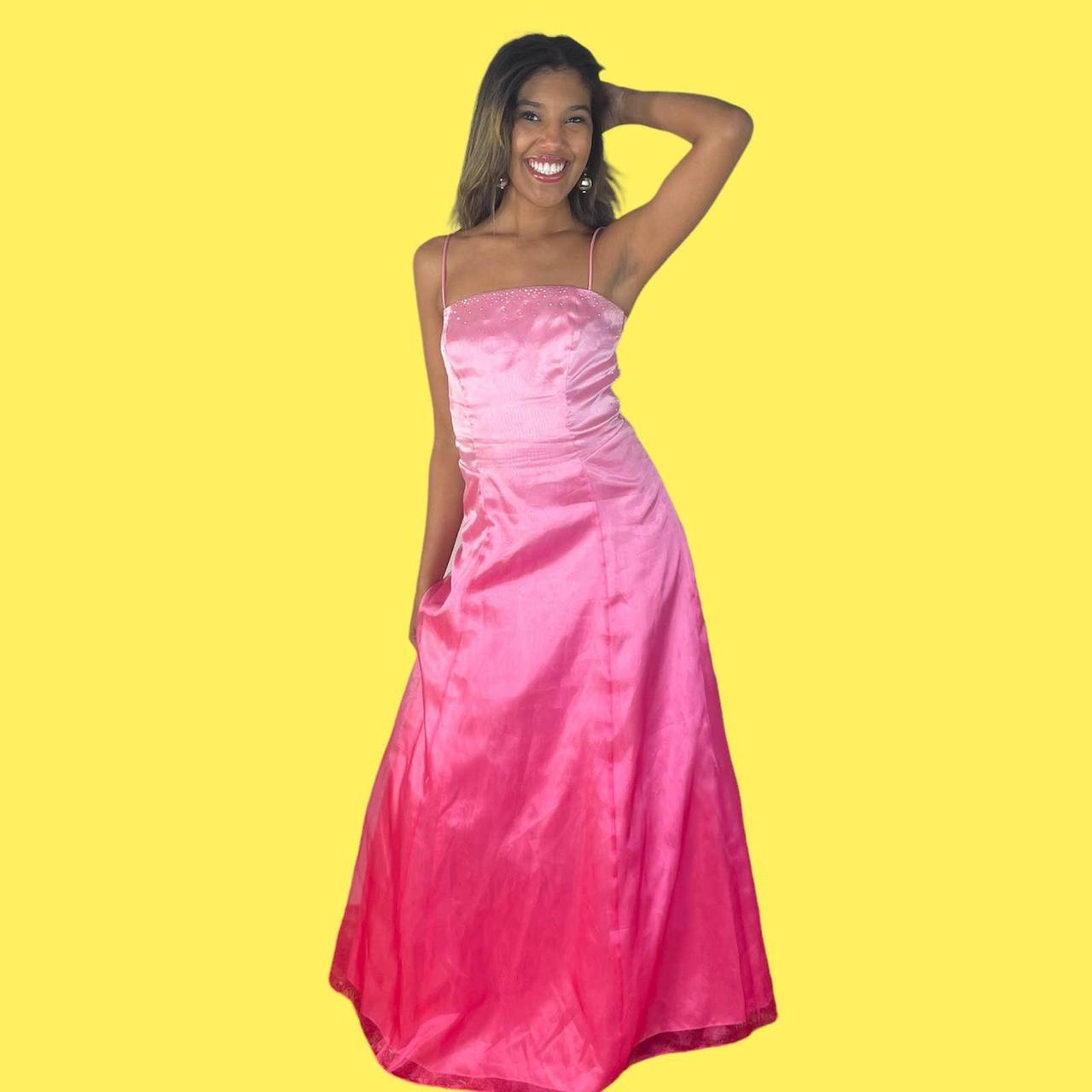 Jump Women's Pink and Silver Dress | Depop