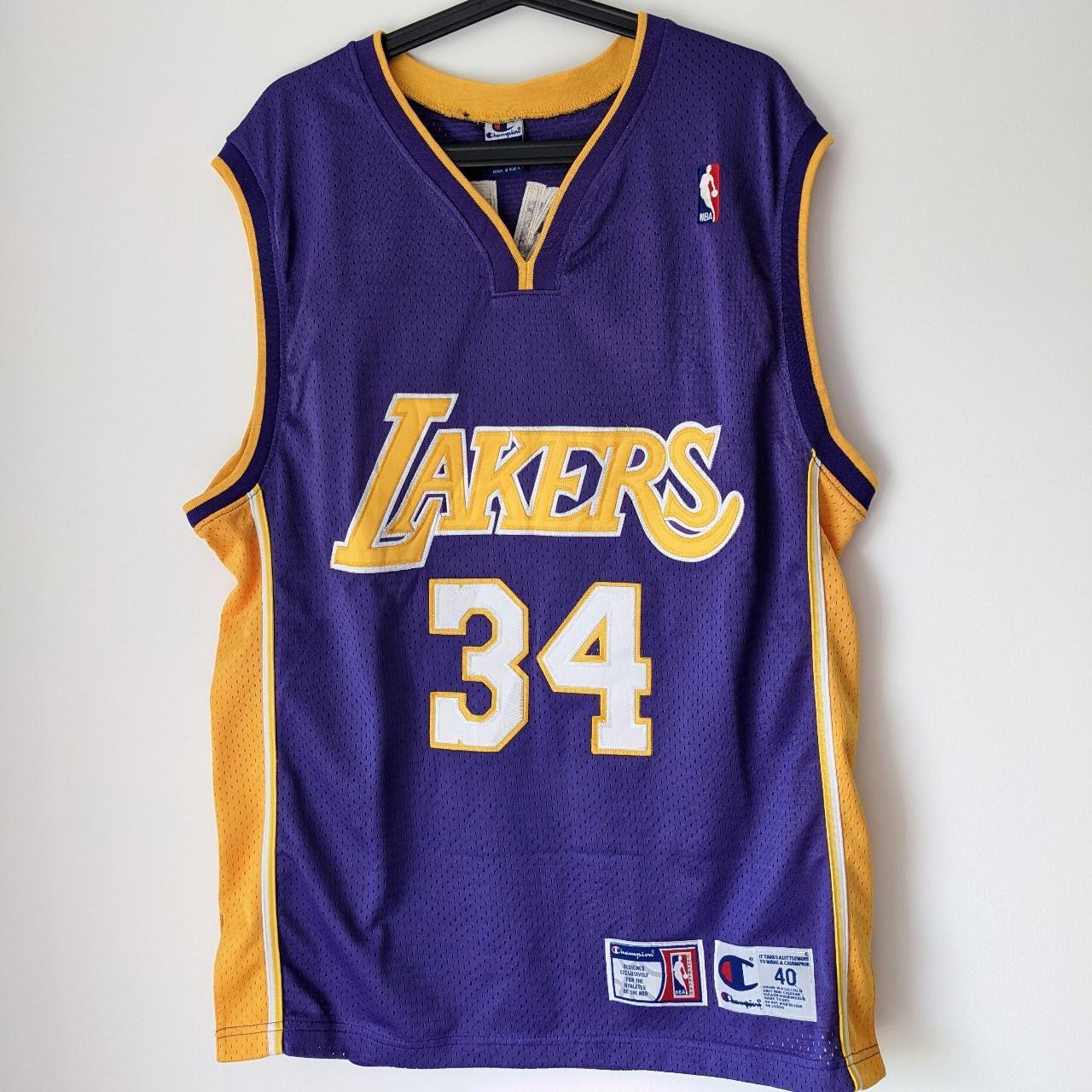 Los Angeles Lakers Shaq 2000s Champion Jersey... - Depop