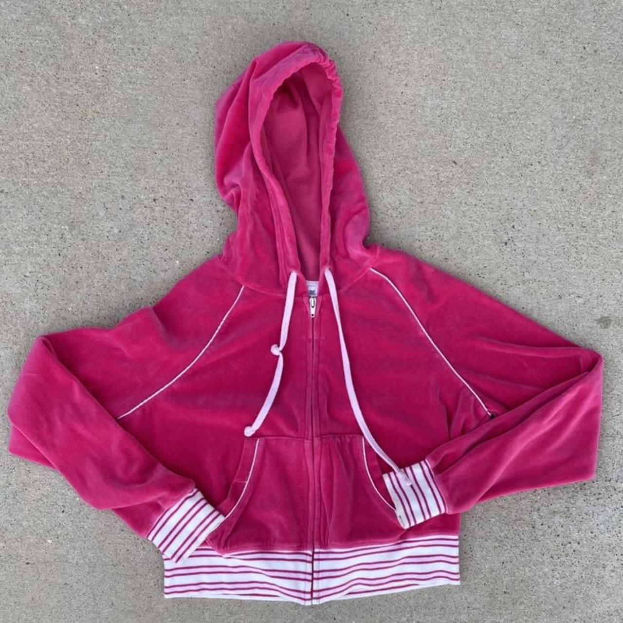 Y2K Velvet Pink Zip Up #Y2K #Vintage #Thrift - Depop