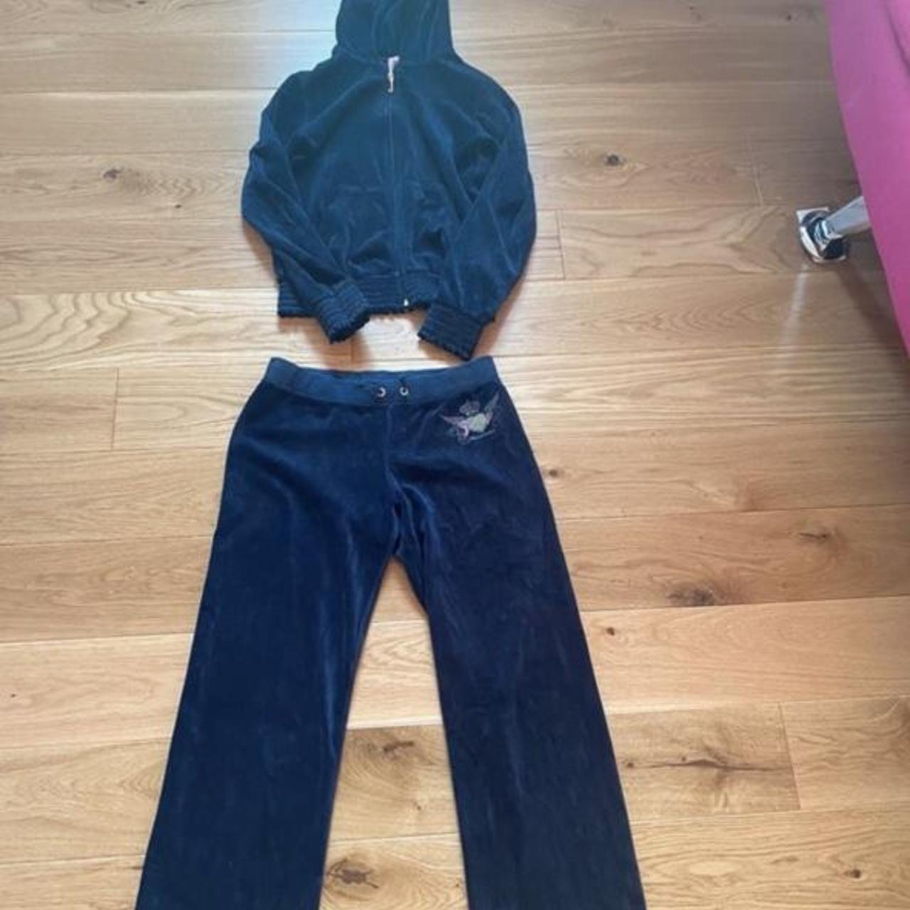 navy velour tracksuit bottoms