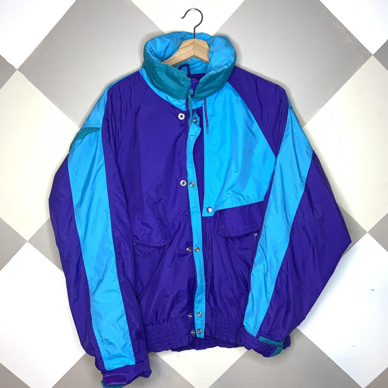 vintage ski jacket 80s style very colorful 80s... - Depop