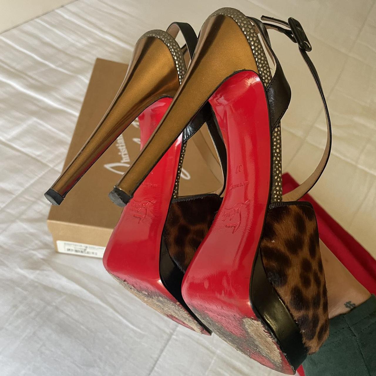 Christian Louboutin strappy heels Peep leopard... Depop