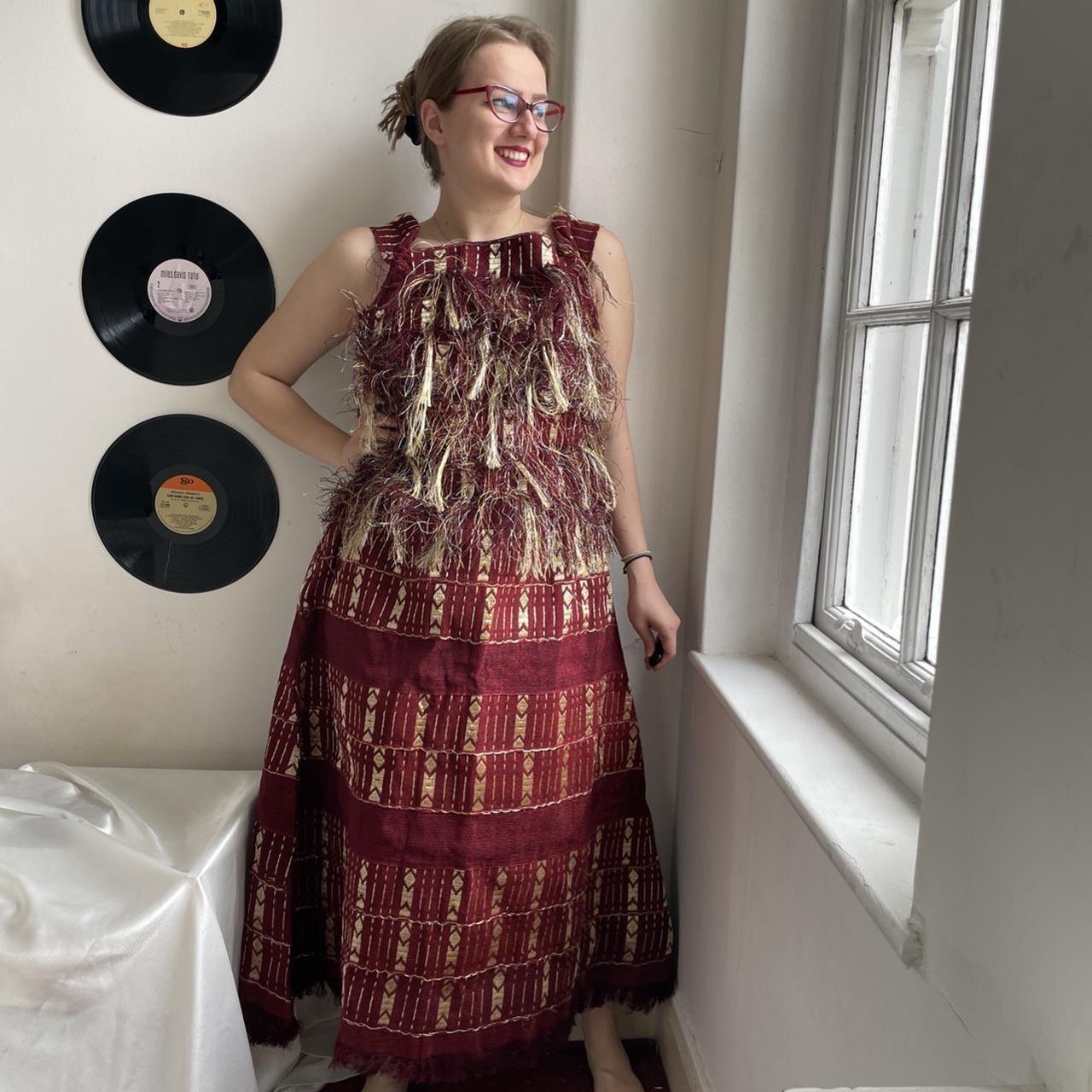 Unique Handmade Burgundy & Gold Party Dress A true... Depop