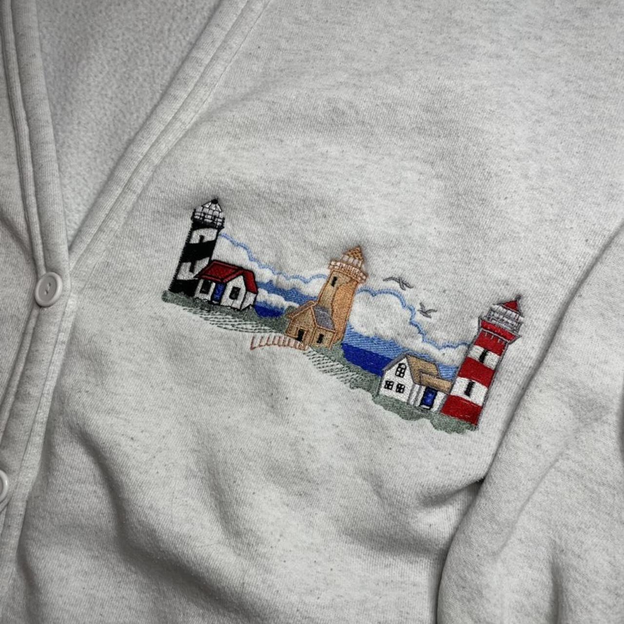 Vintage Lighthouse Coast Embroidered Sweatshirt... Depop