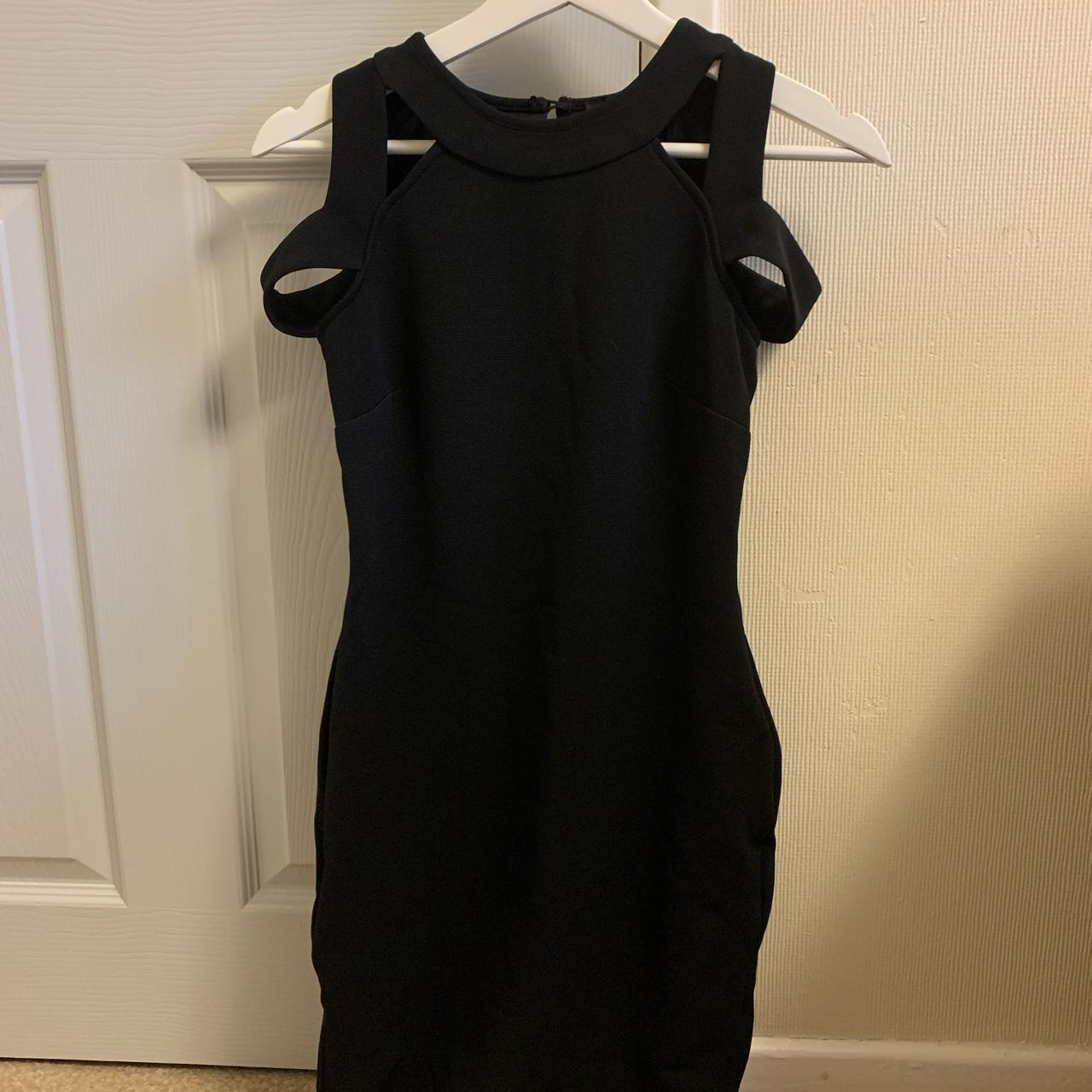 Black bodycon dress with cut out sleeve/neck detail.... - Depop