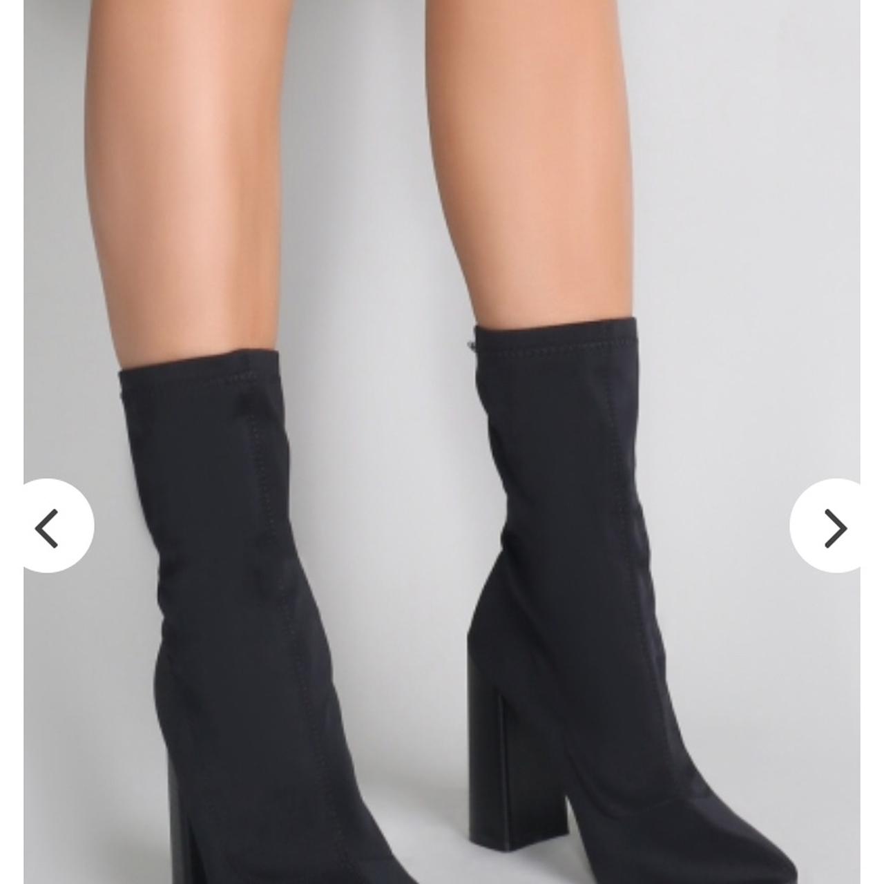 Public desire libby black high sale heeled sock boots