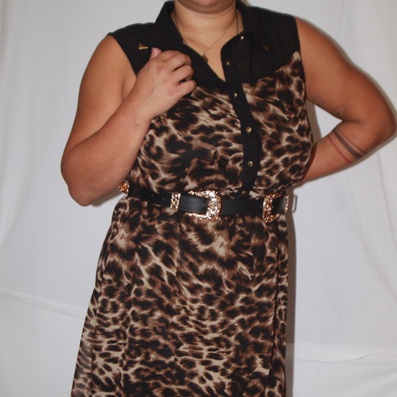 animal print Cheetah leopard print button up dress