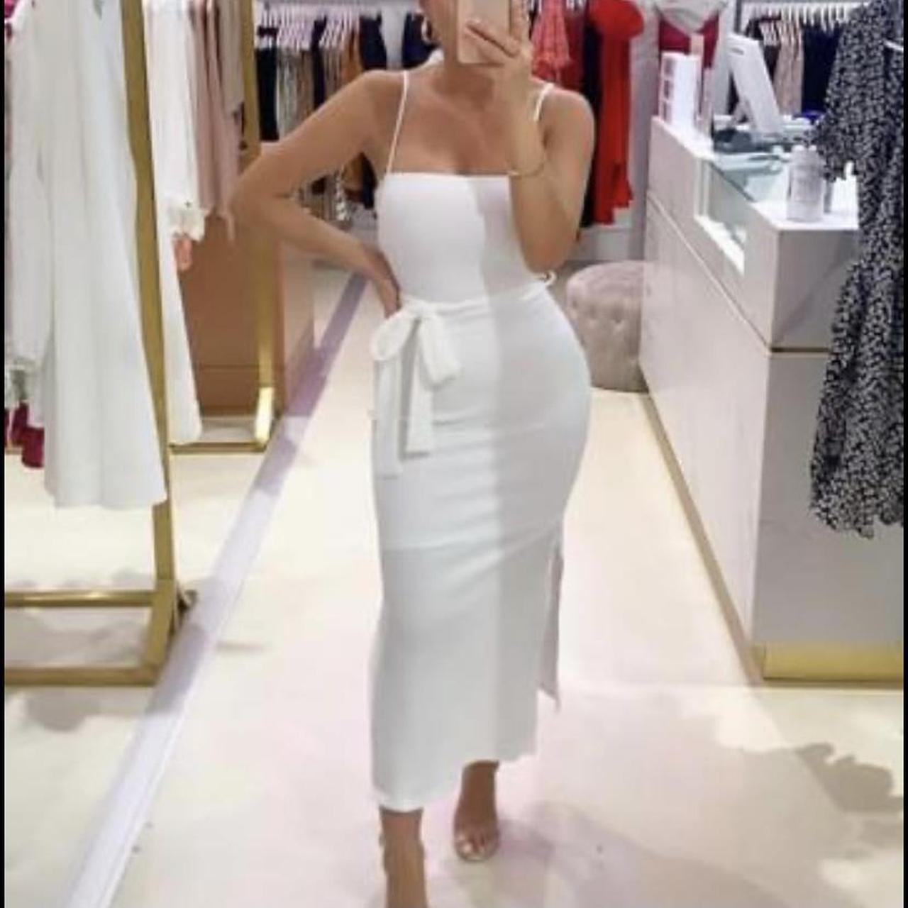 Martini by Lana, white dress with side splits and... Depop