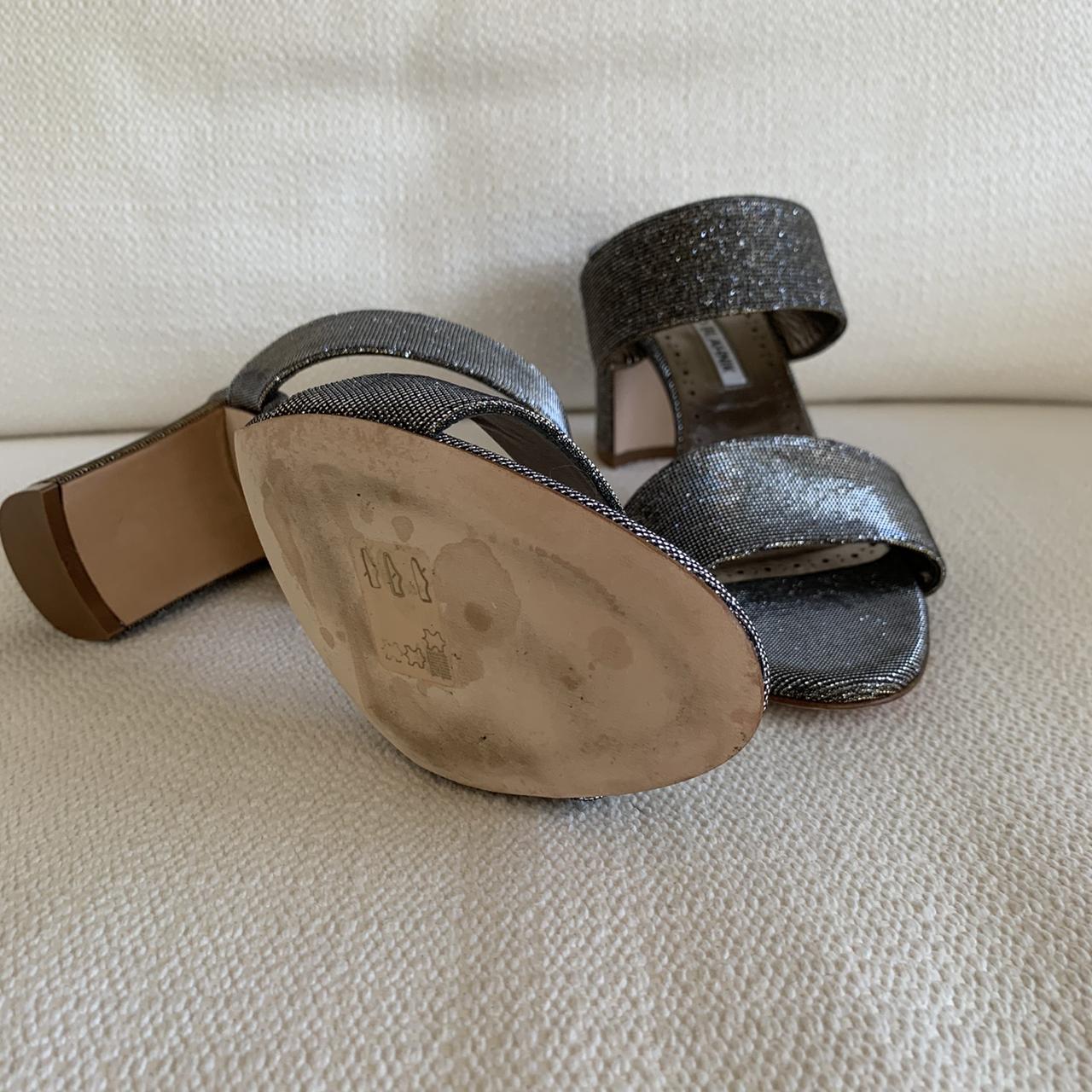 Manolo Blahnik Women's Gold and Silver Sandals Depop