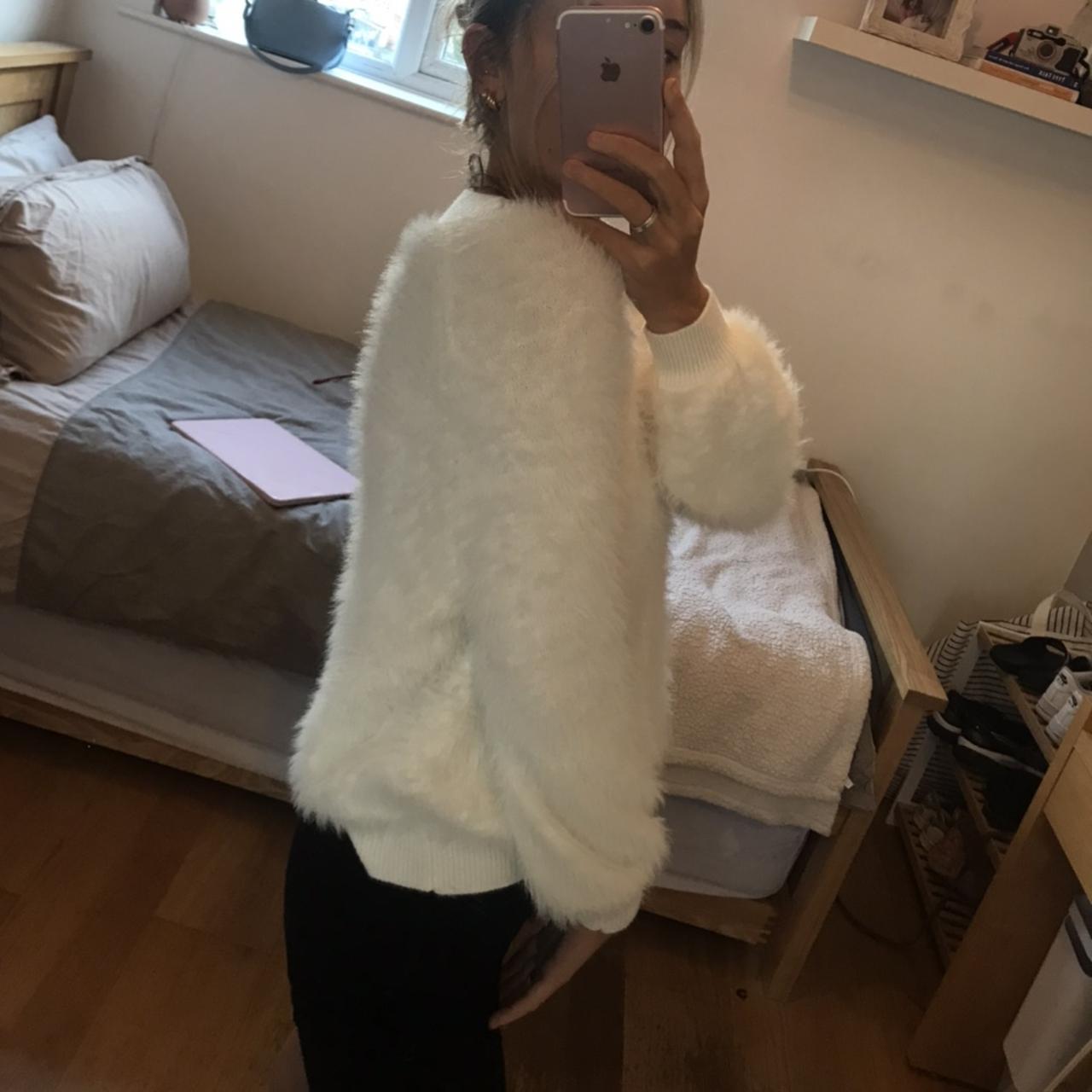 Urban outfitters white jumper / white furry jumper/... - Depop