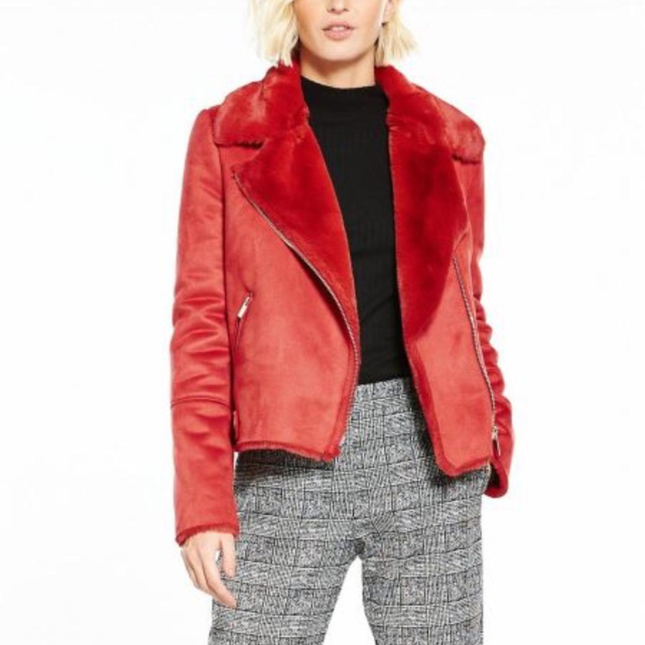 River island red 2025 suede jacket