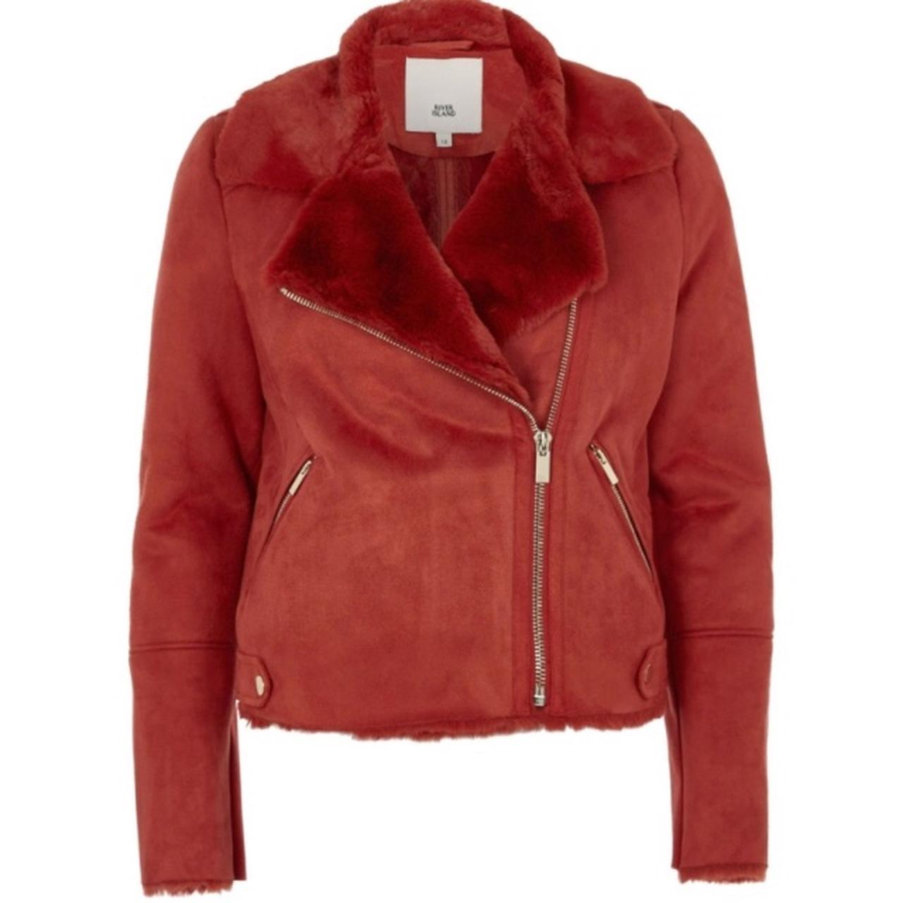 River island red deals suede jacket