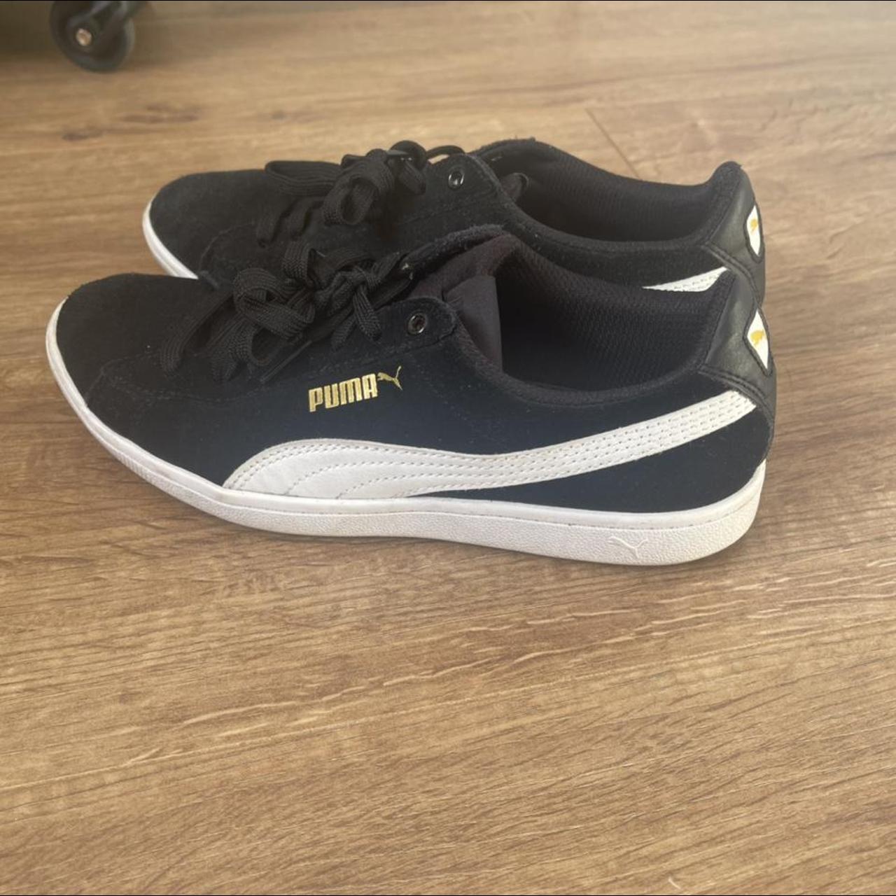 Gorgeous black and white puma trainers barely worn.... - Depop