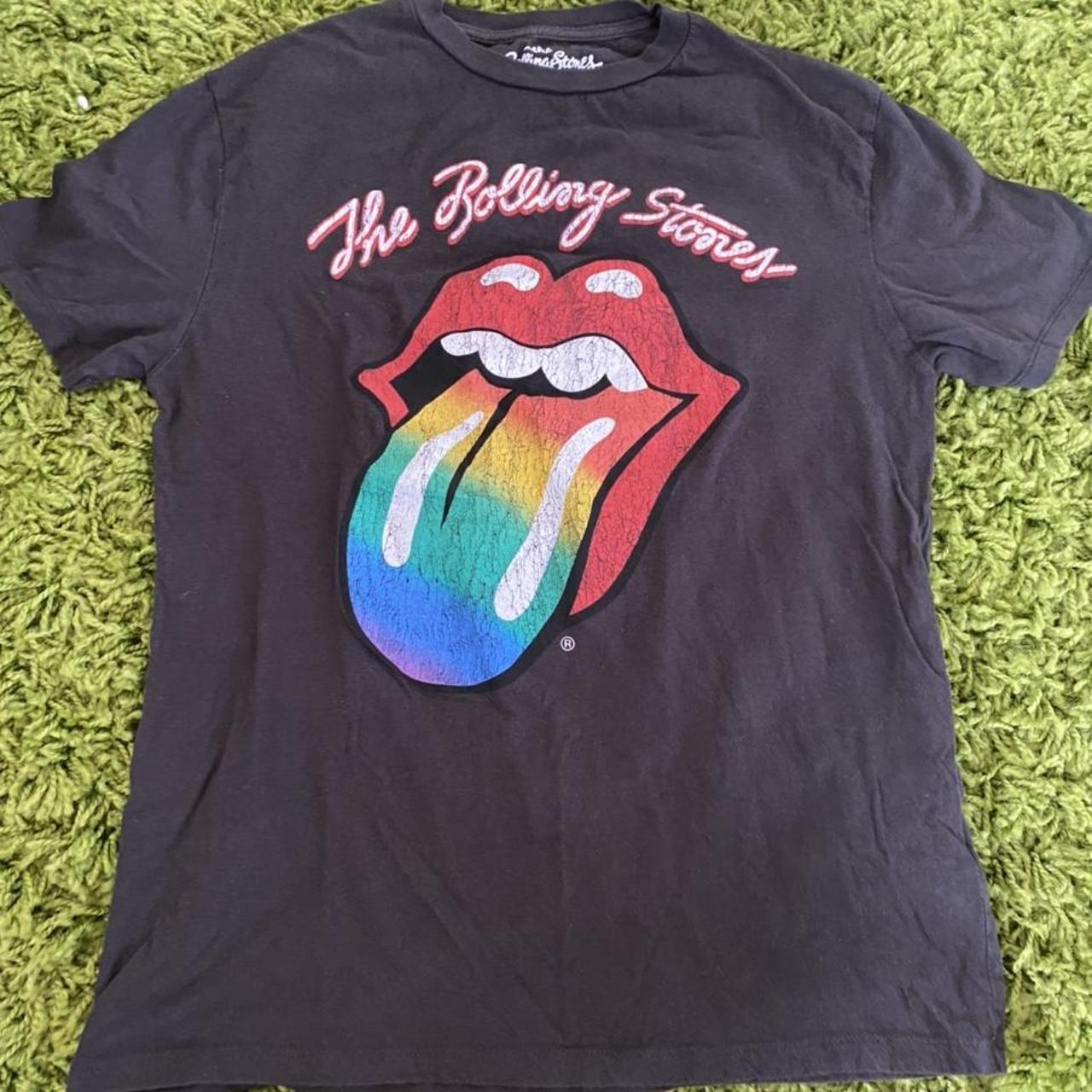 VTG Y2K The Rolling Stones Lips and Tongue Rainbow... - Depop