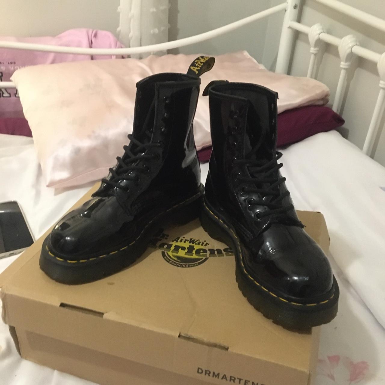 DOC MARTEN JADON BLACK PATENT LEATHER PLATFORM BOOTS... Depop