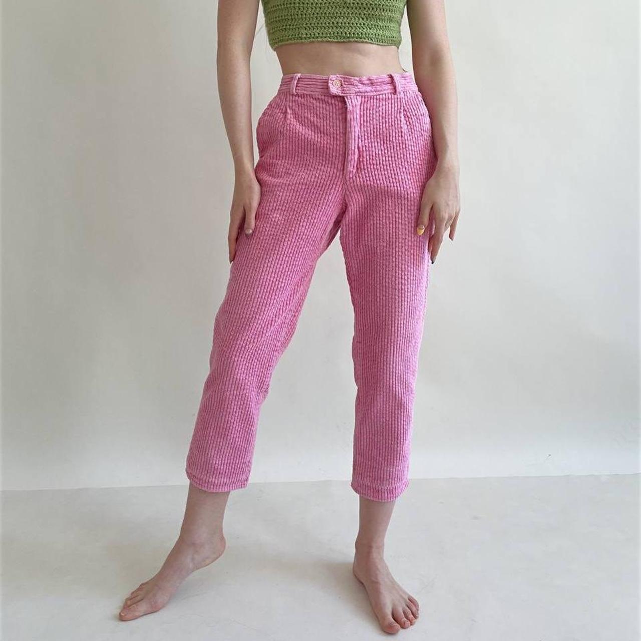 Vintage Bubblegum Pink Corduroy Ribbed Hight Waisted... - Depop