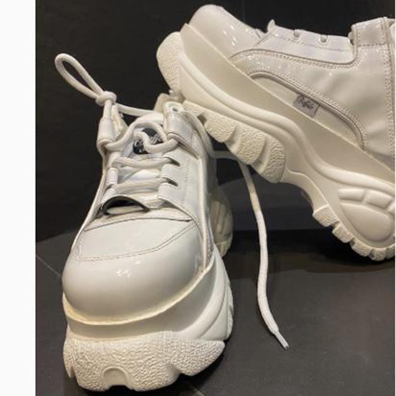 Buffalo sneakers, platform, white, patent leather,... - Depop