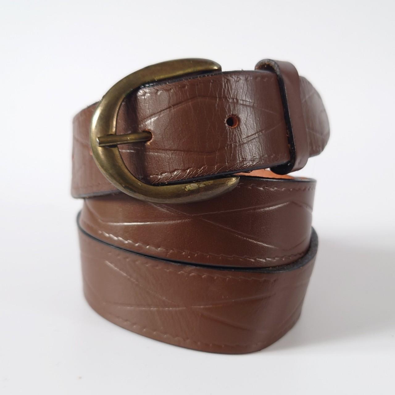 Women's vintage 70s brown leather belt from... - Depop