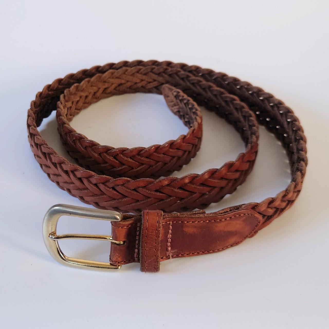 Women's brown woven leather belt. • Size XL. •... - Depop