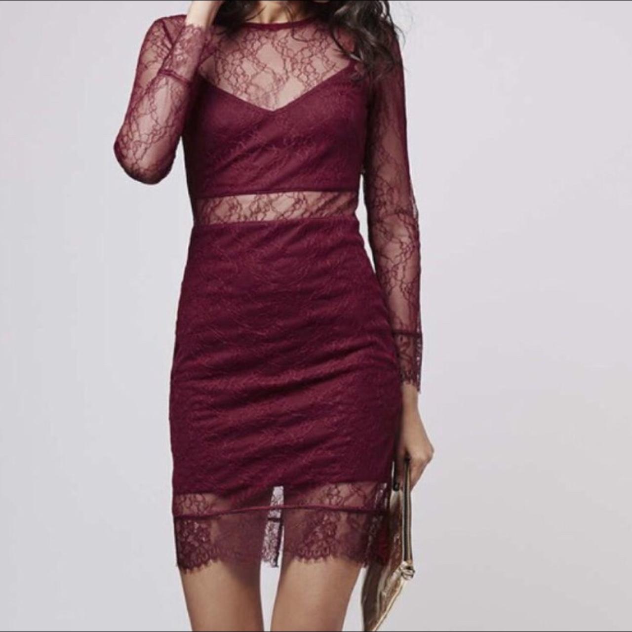 Topshop burgundy 2025 lace dress