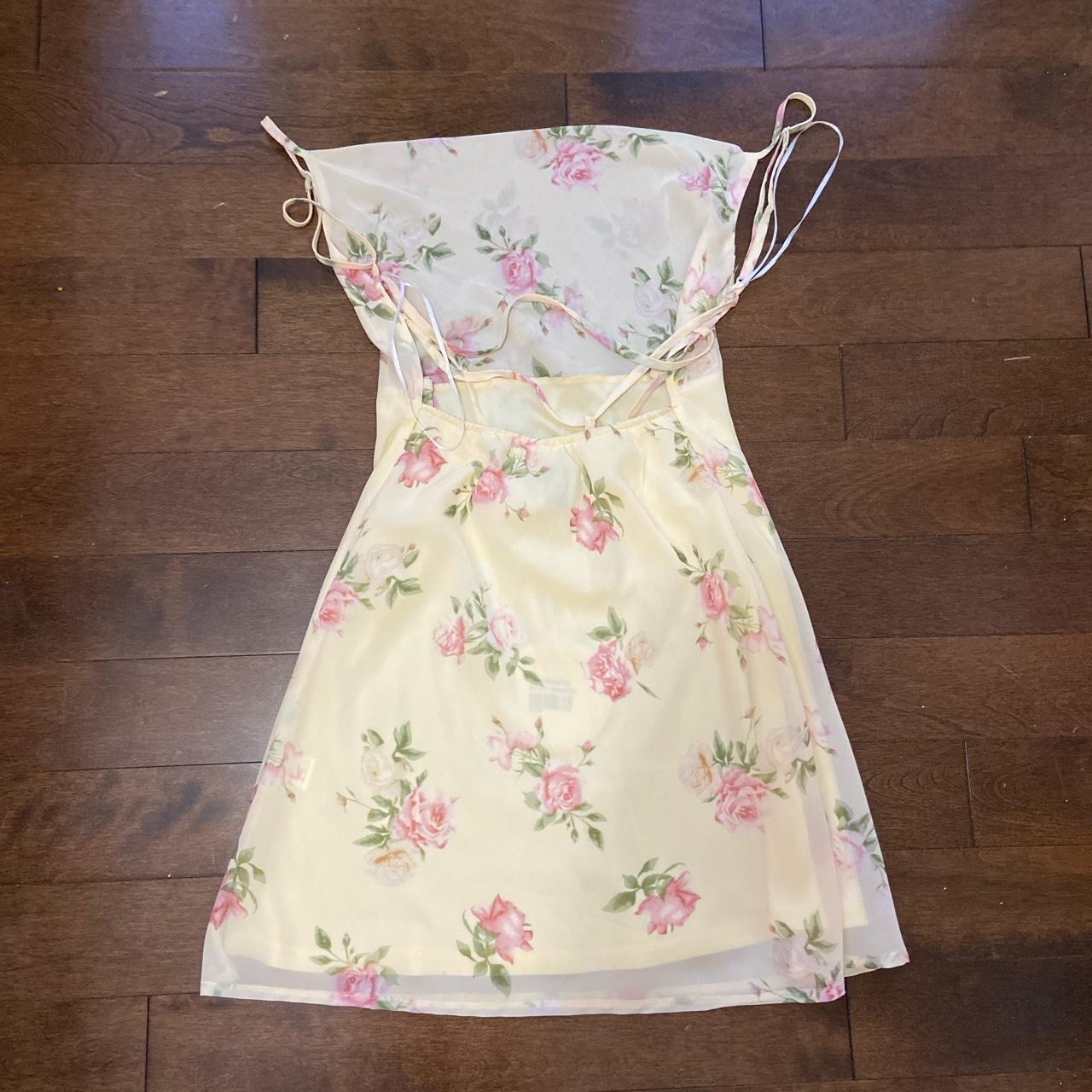 princess polly yellow floral mini dress in perfect... Depop