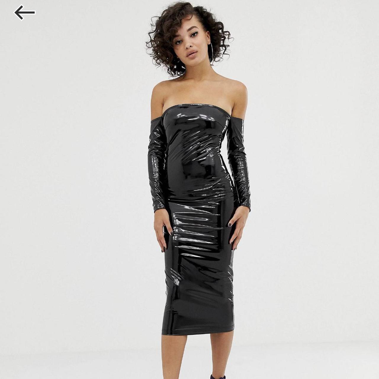 ASOS Design x LaQuan Smith off shoulder vinyl midi... - Depop