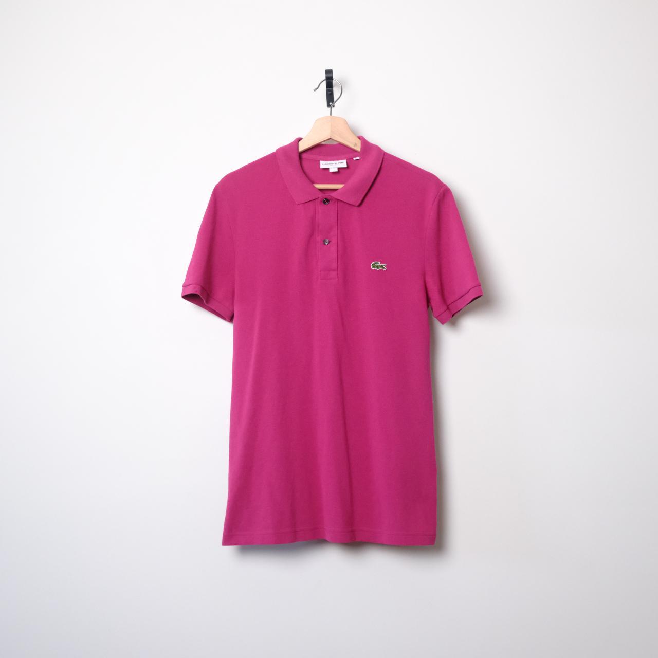 // LACOSTE Men's Fuchsia Cotton Polo Shirt in... - Depop