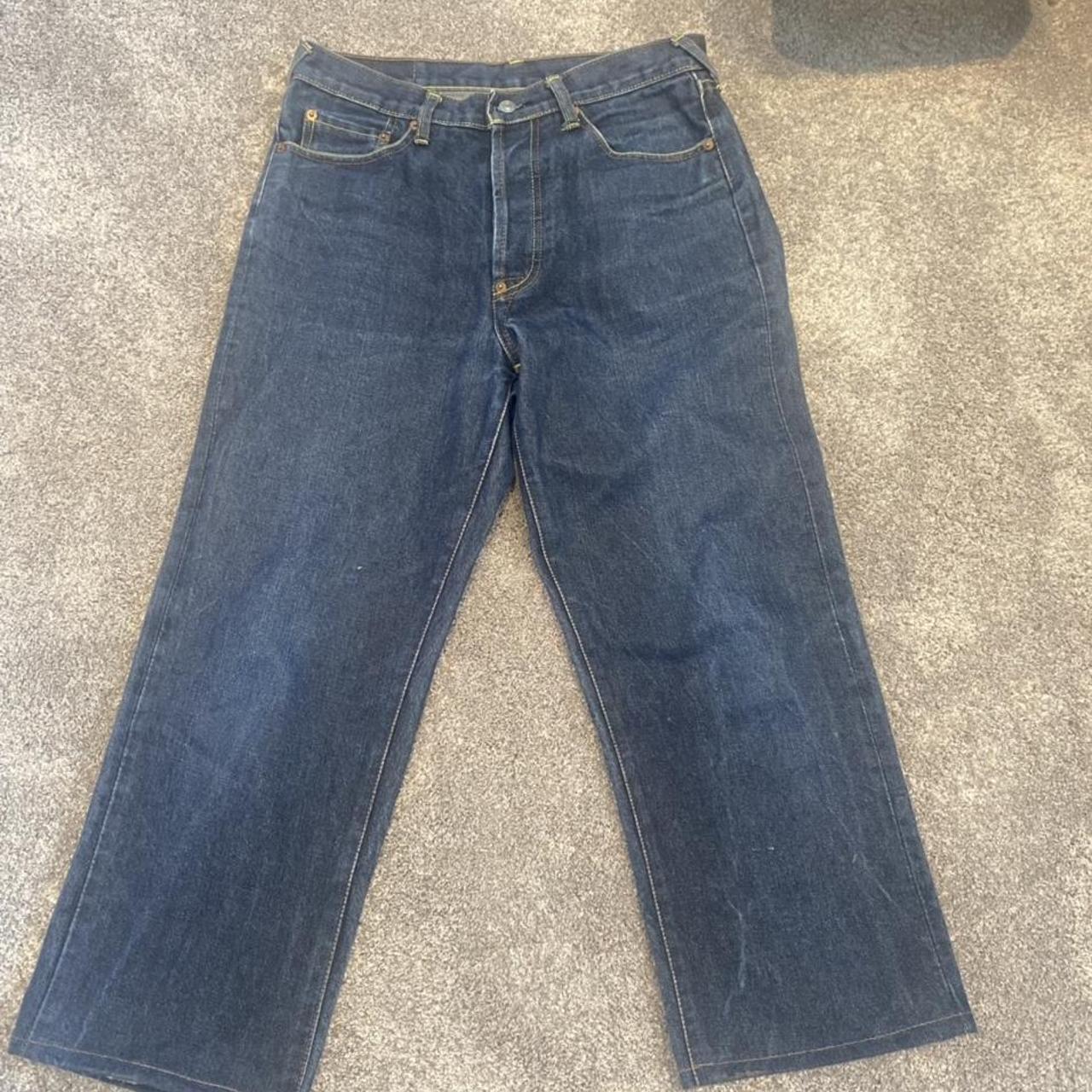 Blue embroidered evisu jeans Waist 28/30 Length is... - Depop