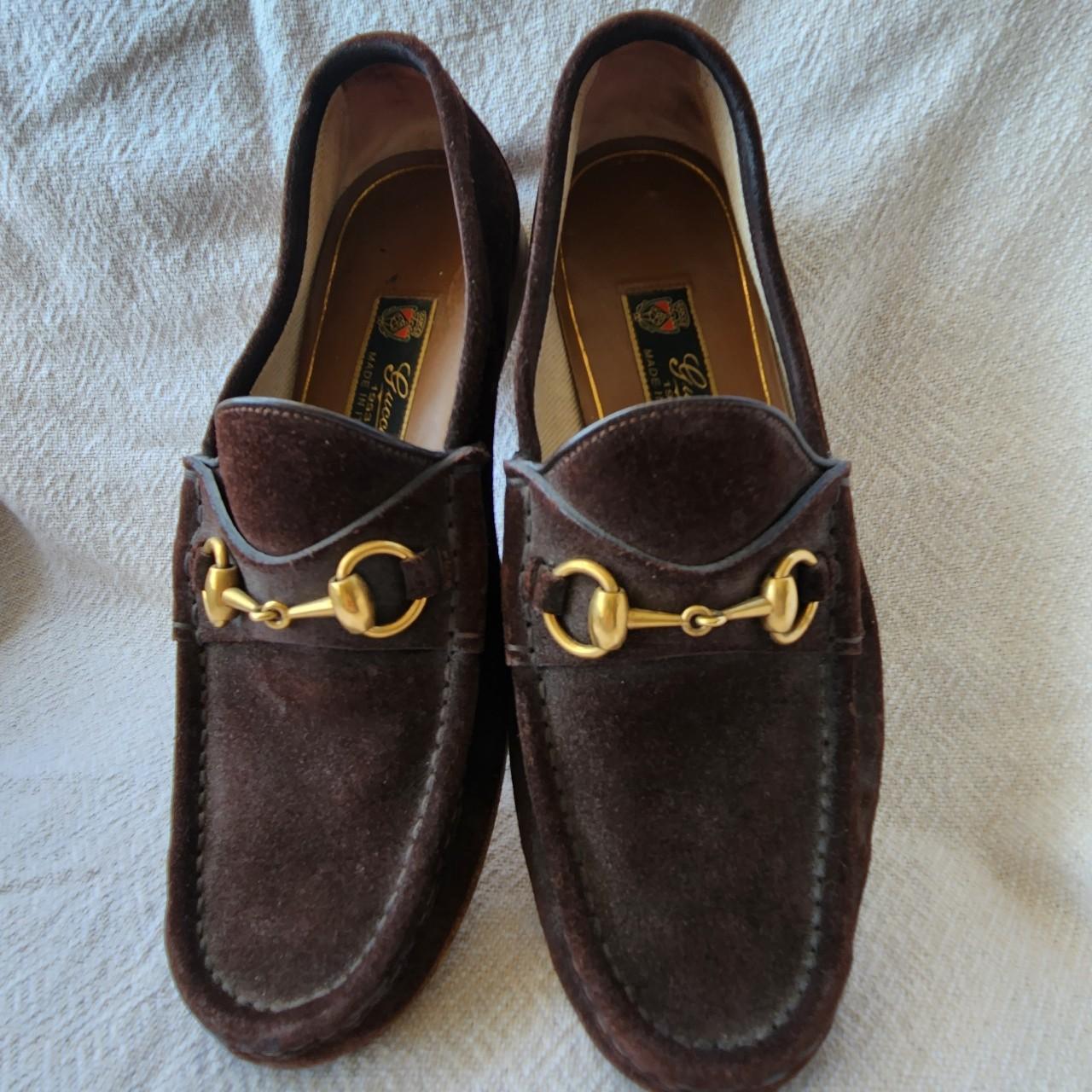Gucci mens brown suede loafers. Size mens 6.5 Some... - Depop