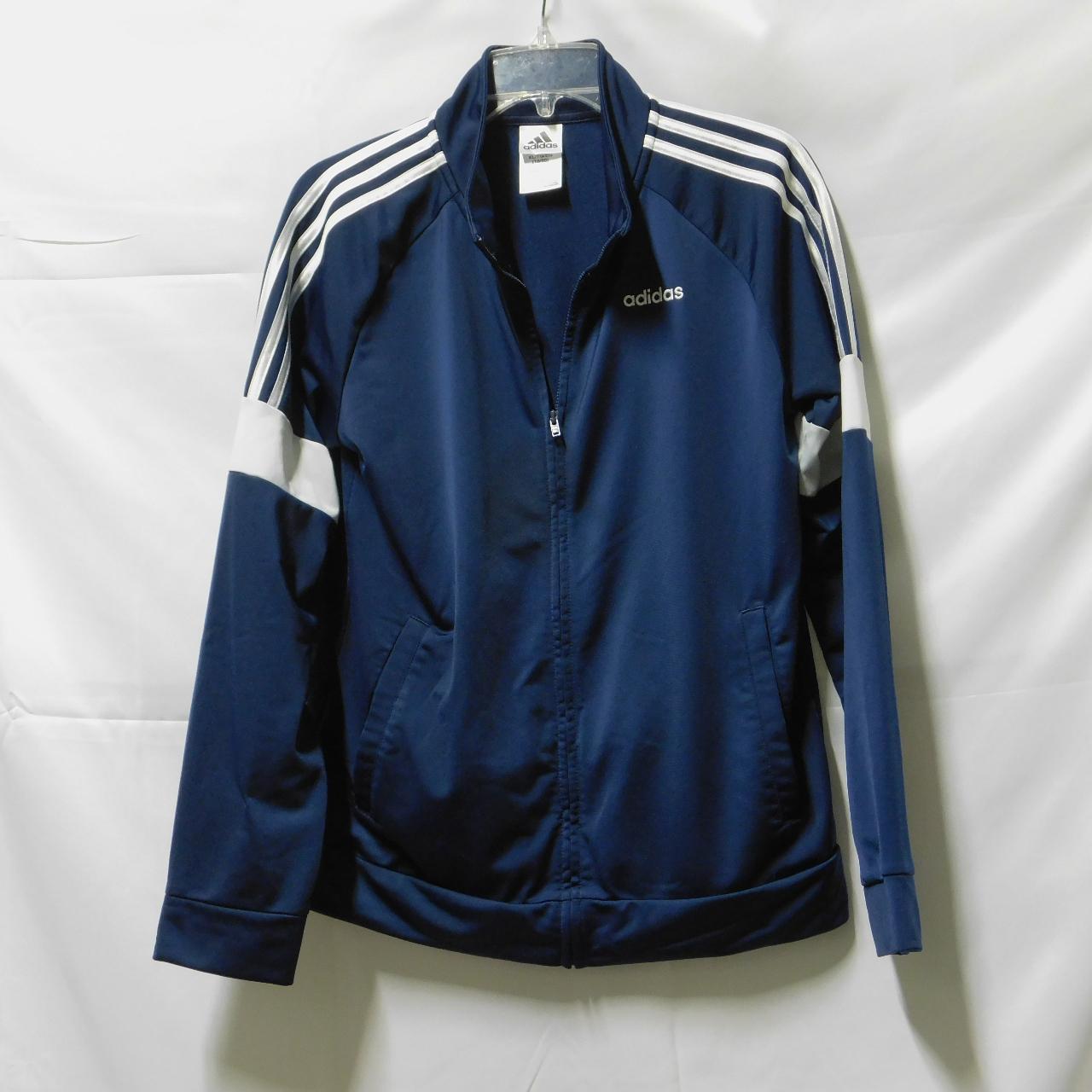 Adidas Tricot Navy & White Event long sleeve Jacket.... - Depop