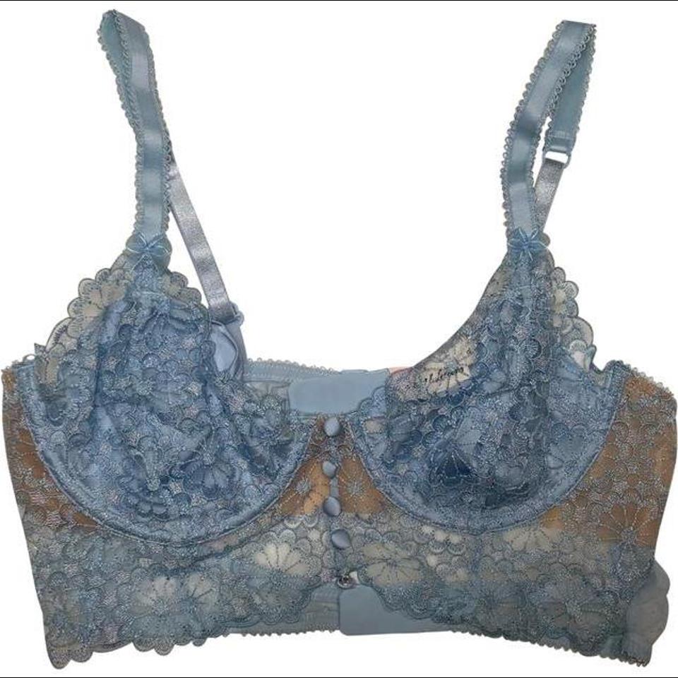 Vs love for lemons daisy lace long line Bra nEW size medium lt blue 