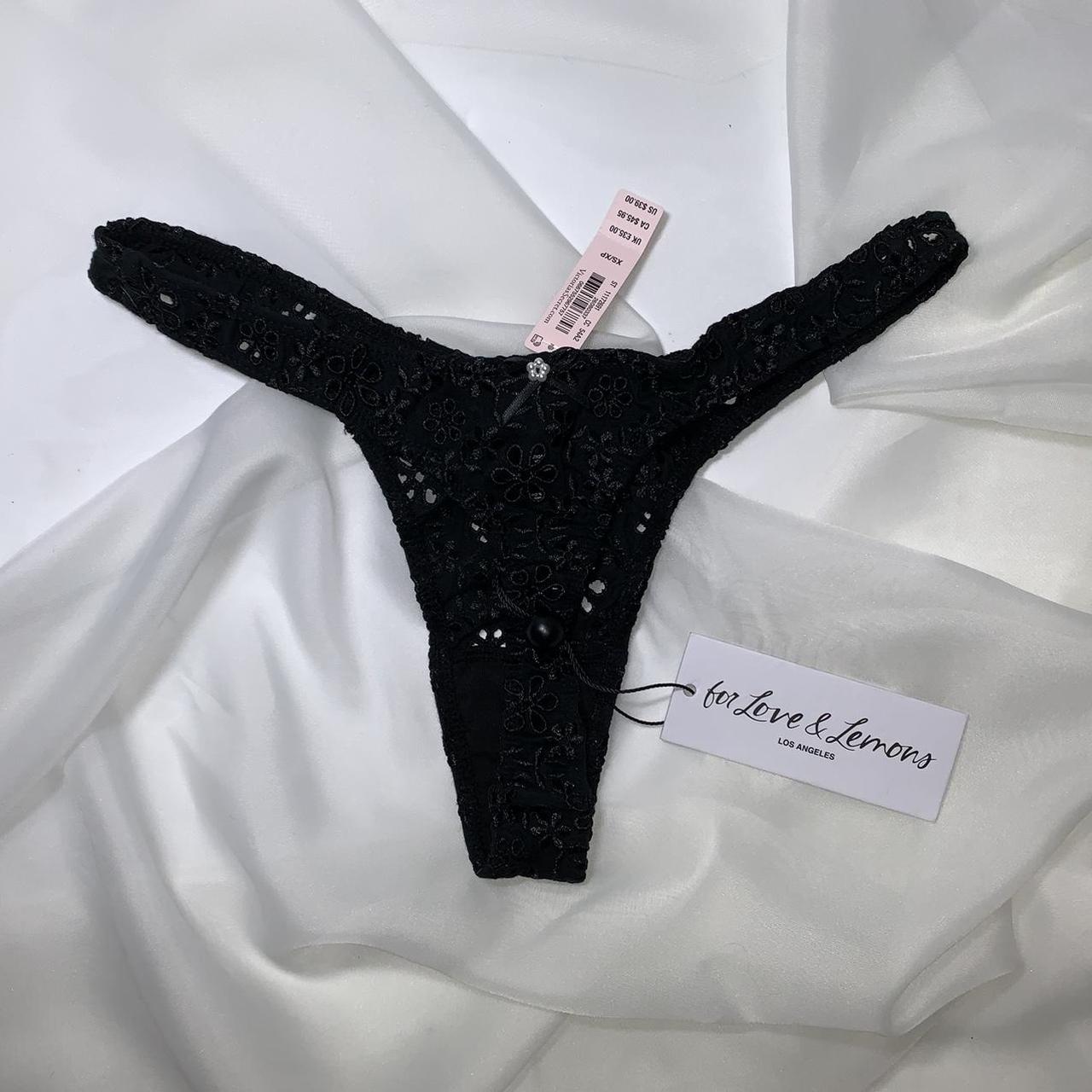 Victoria's Secret Black G String Eyelet Lace Knickers