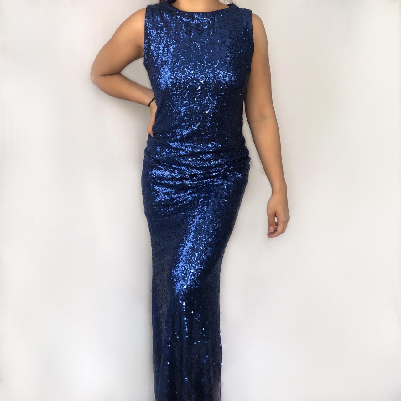 SHINY SEQUINED ROYAL BLUE MERMAID DRESS by macy's b.... - Depop