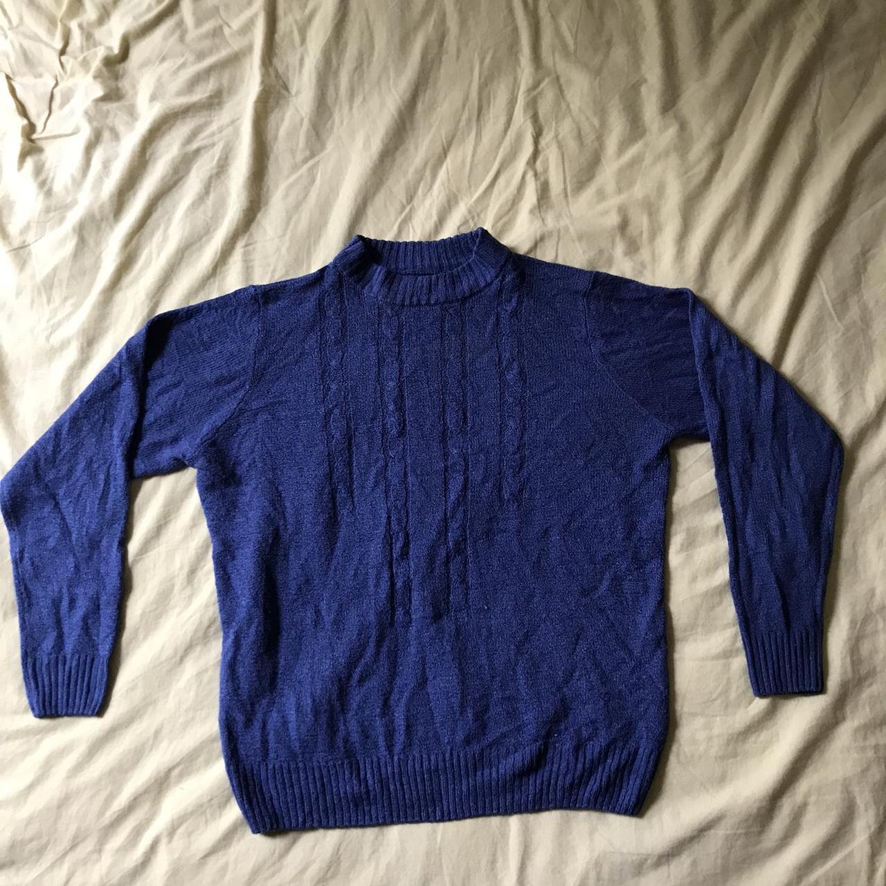 vintage Edinburgh Woollen Mill knitted blue jumper.... - Depop