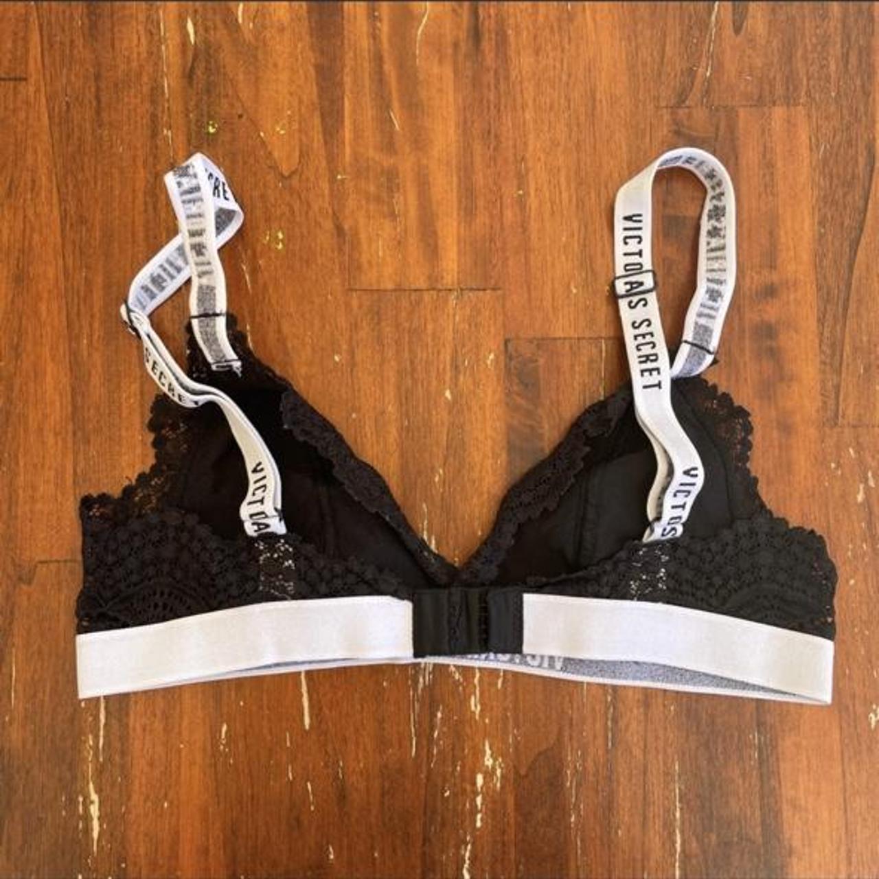 Victorias Secret Black Lace Triangle Bralette Depop