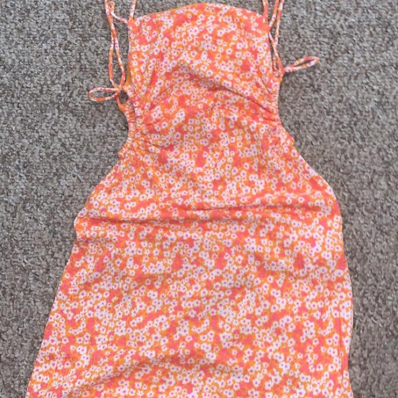 Bershka Women's Orange and Pink Dress Depop