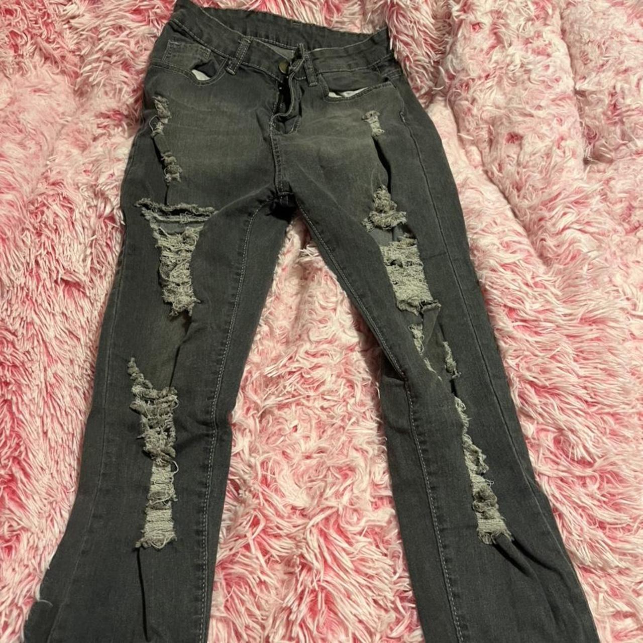 Dark gray ripped jeans from shein, don’t really wear... Depop