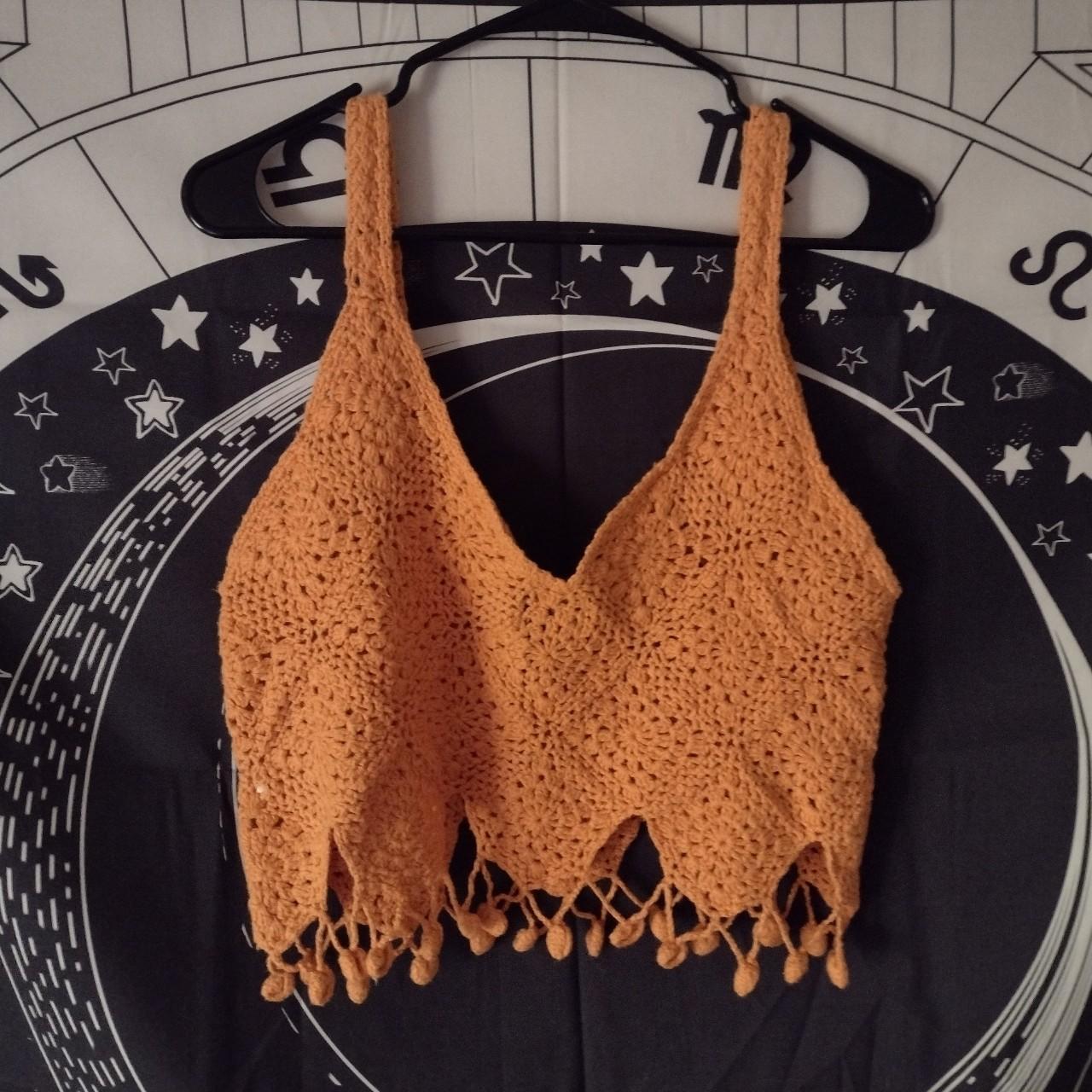 Orange crochet crop top by Love Lola True size Depop