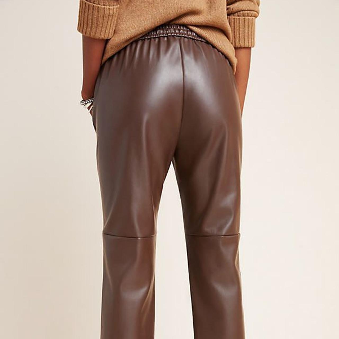 chocolate faux leather joggers